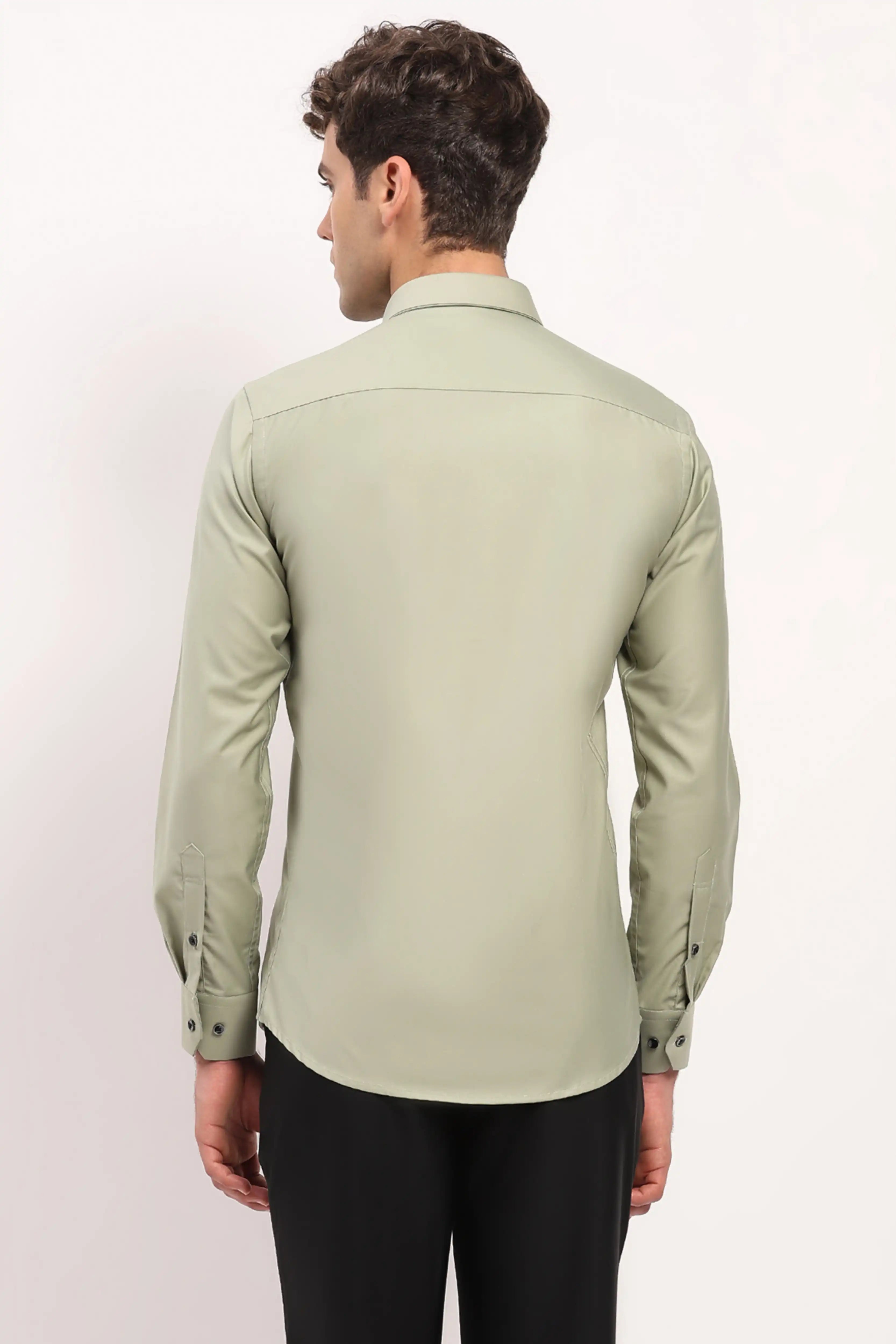 Light Green Viscose-Polyester Shirt