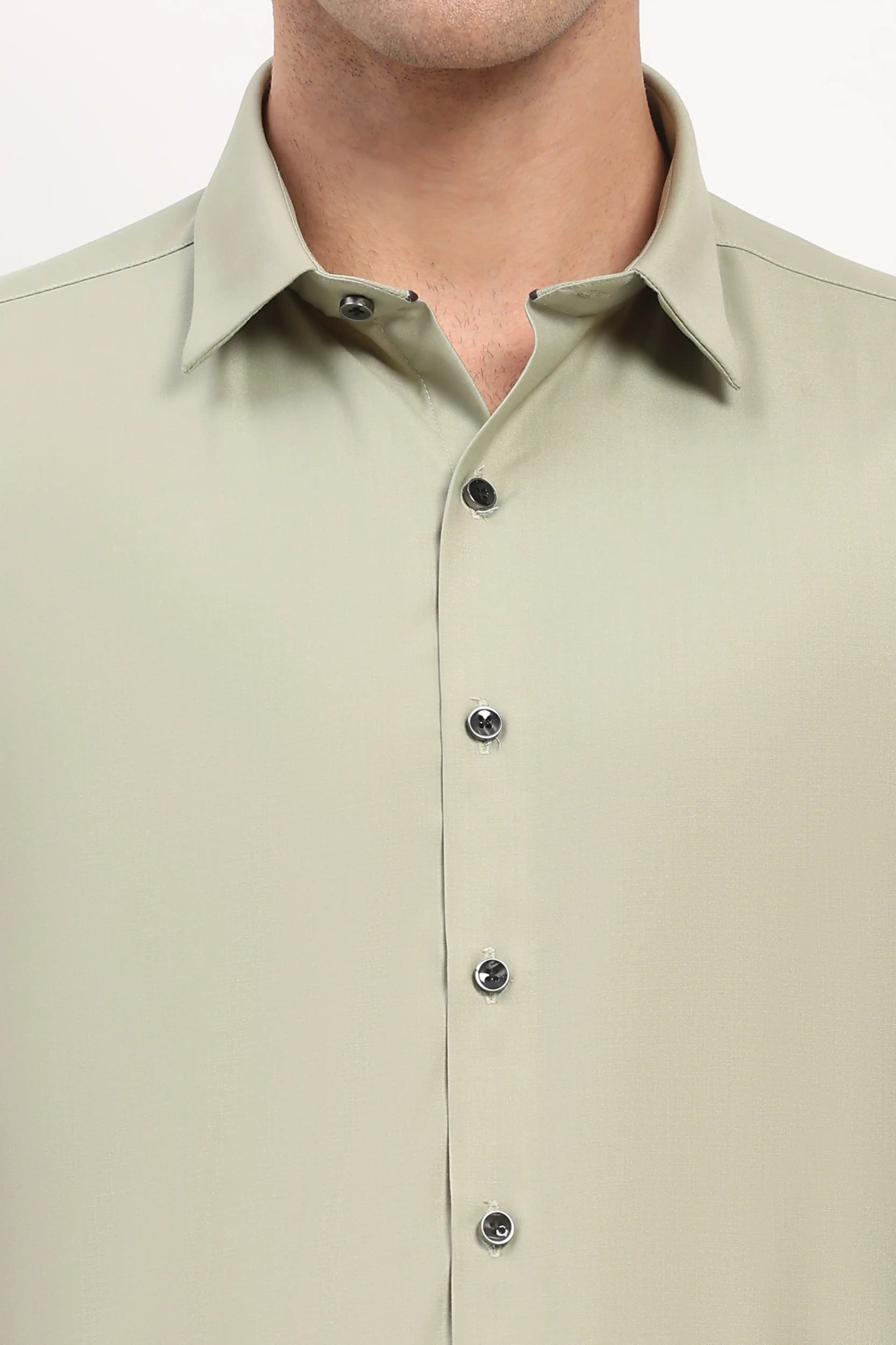 Light Green Viscose-Polyester Shirt