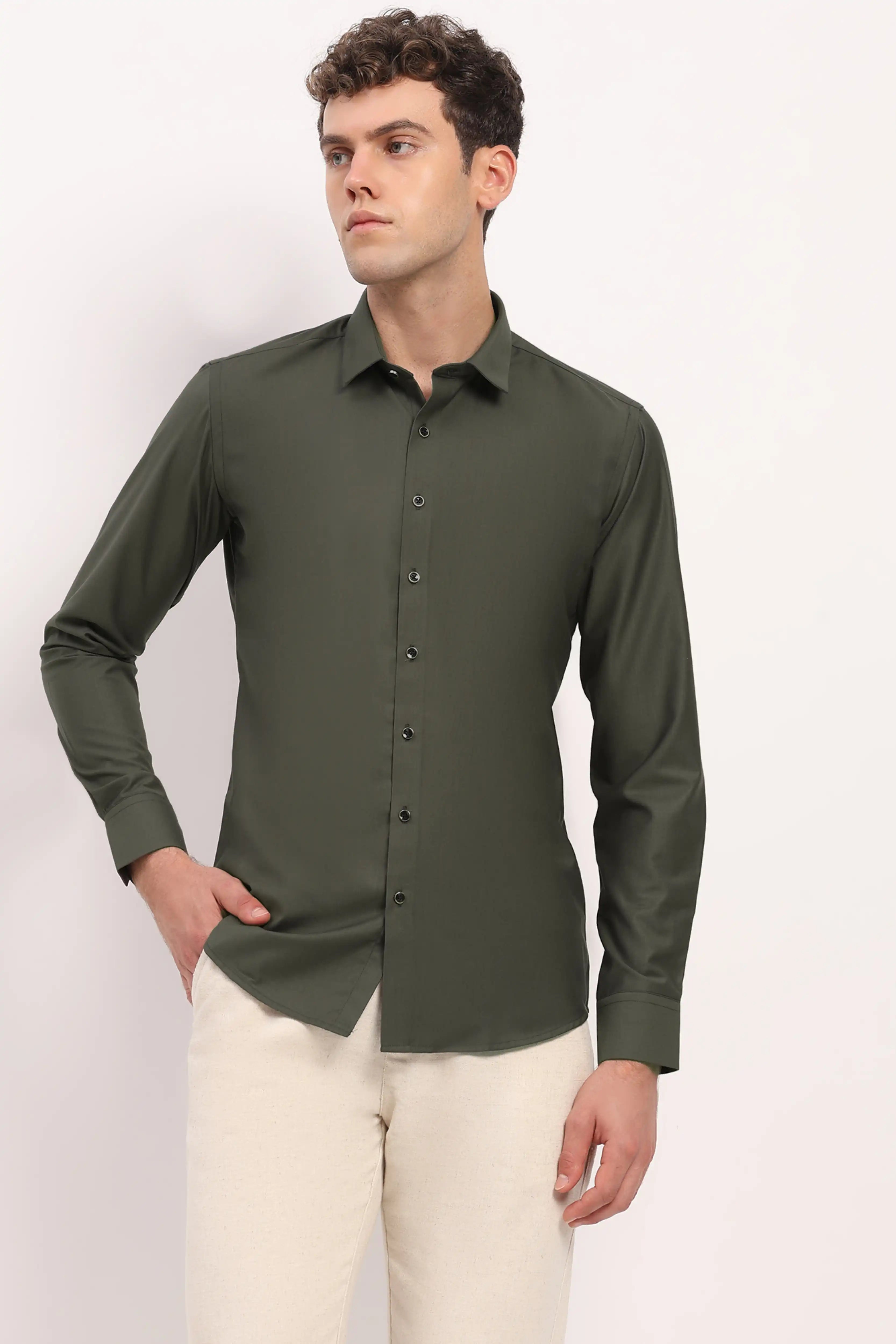 Luxury Green Casual Shirt