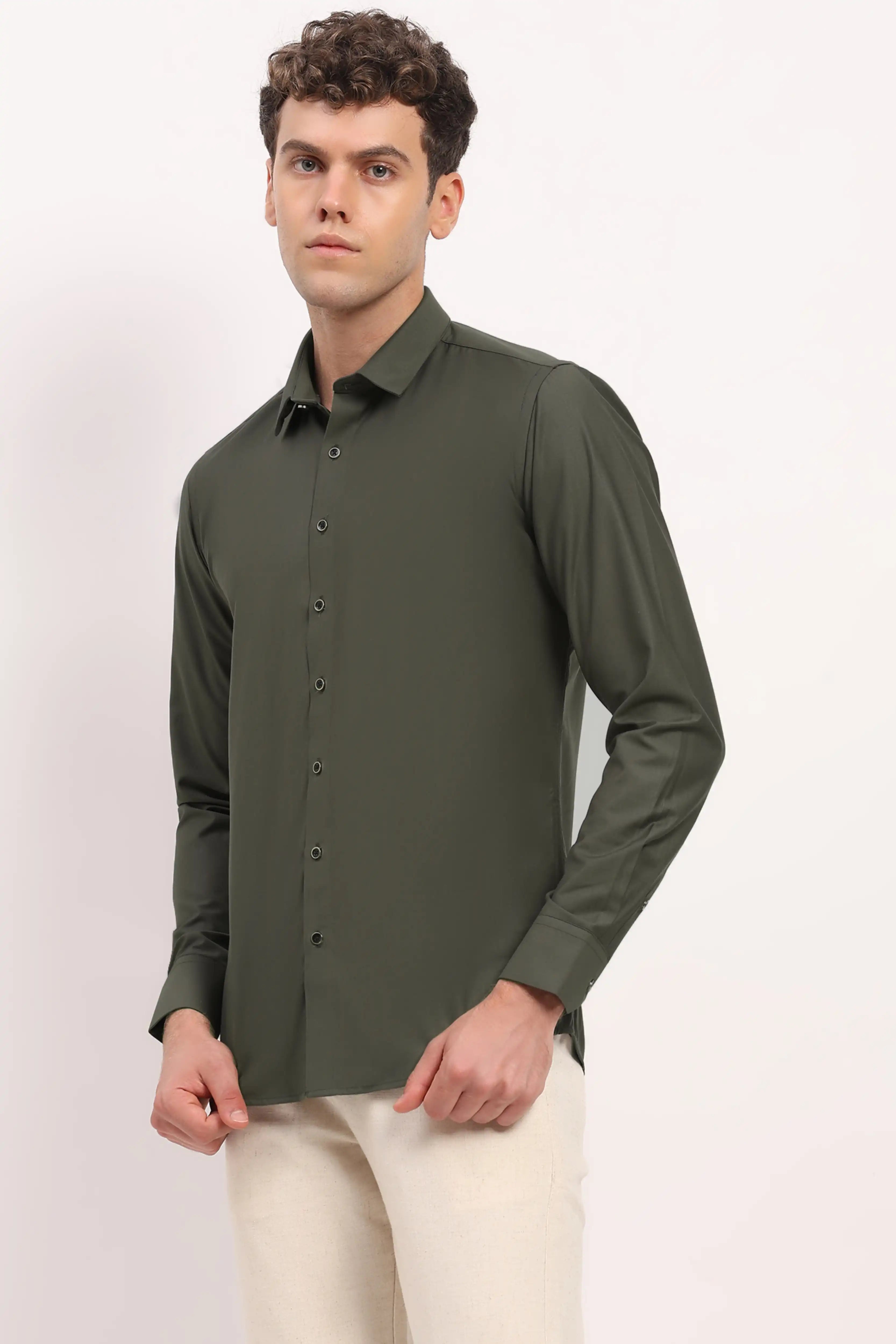 Luxury Green Casual Shirt