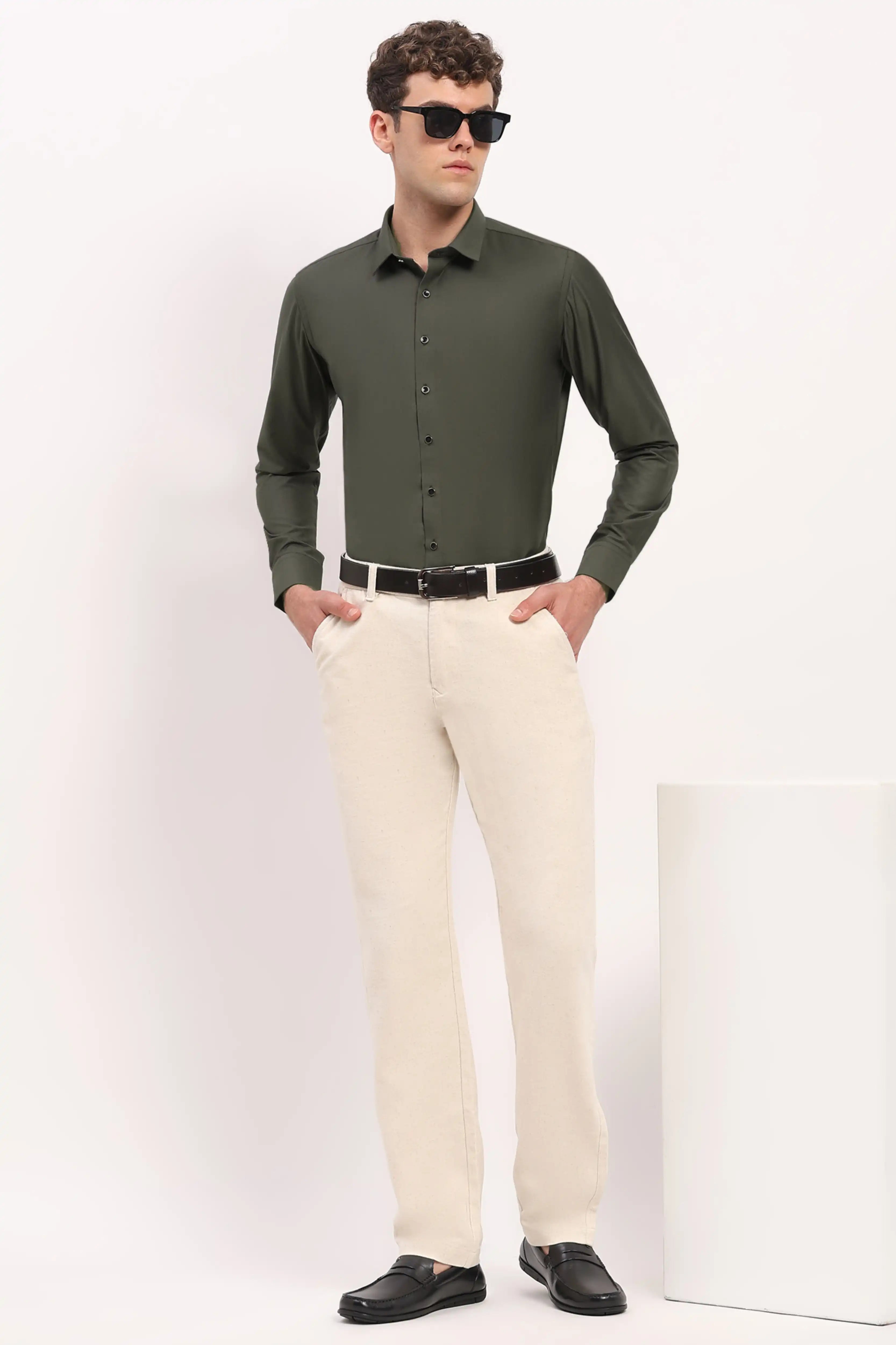 Luxury Green Casual Shirt