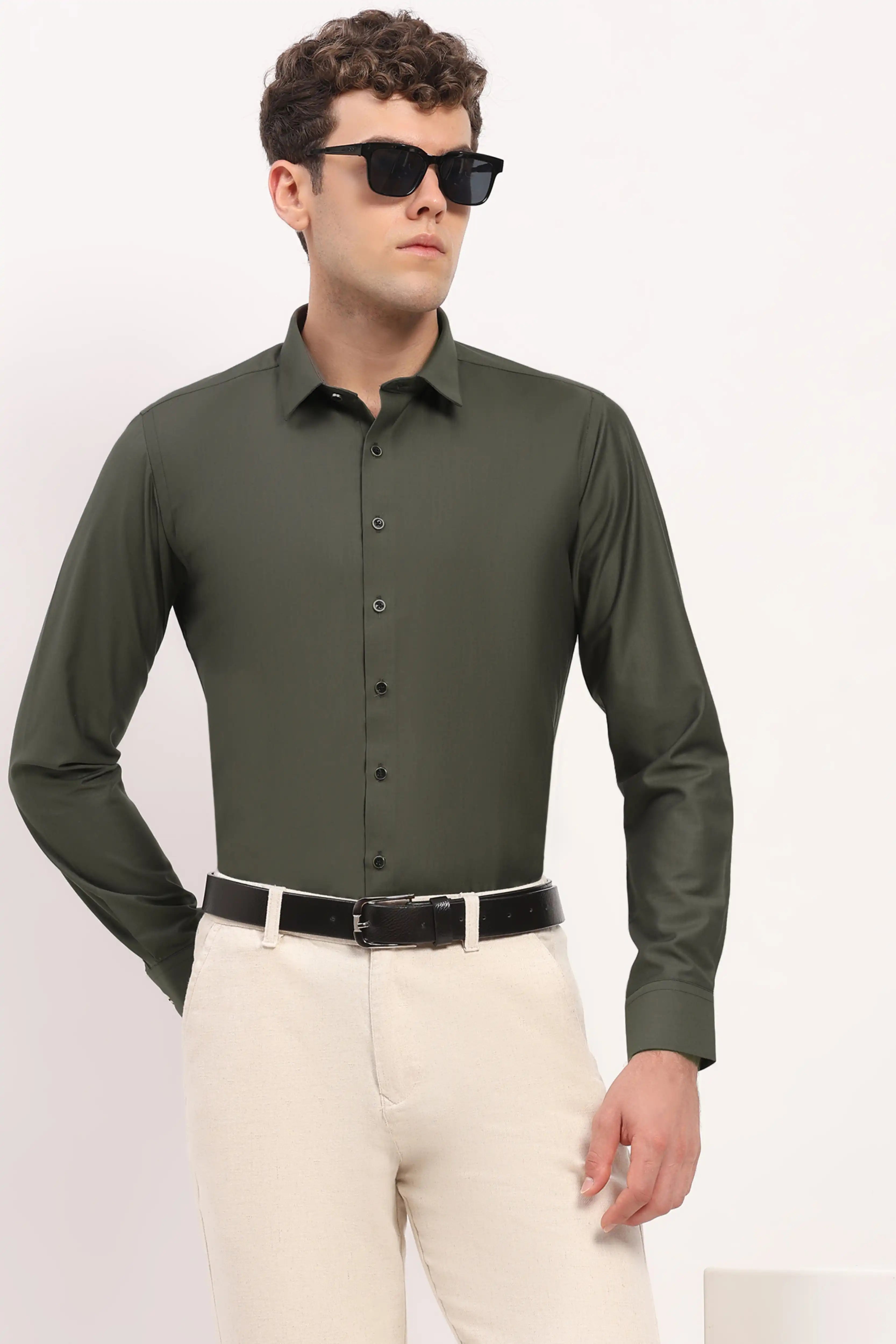 Luxury Green Casual Shirt