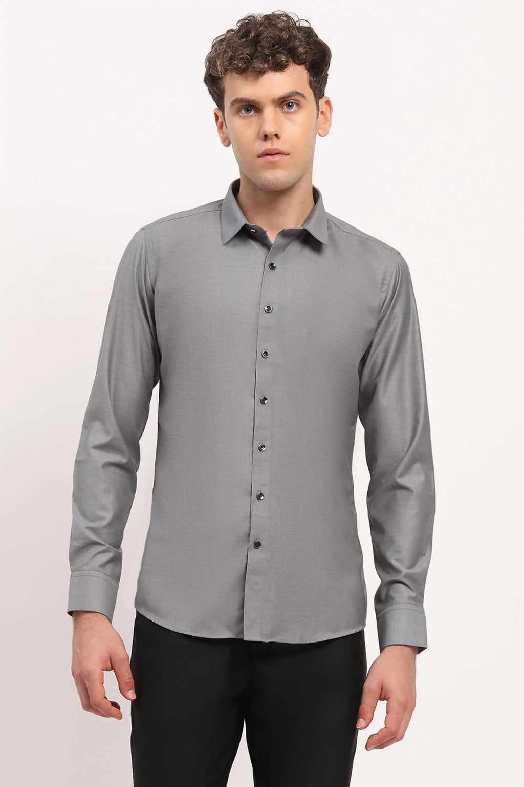 Timeless Luxury Grey Casual Shirt-Global Republic for Men