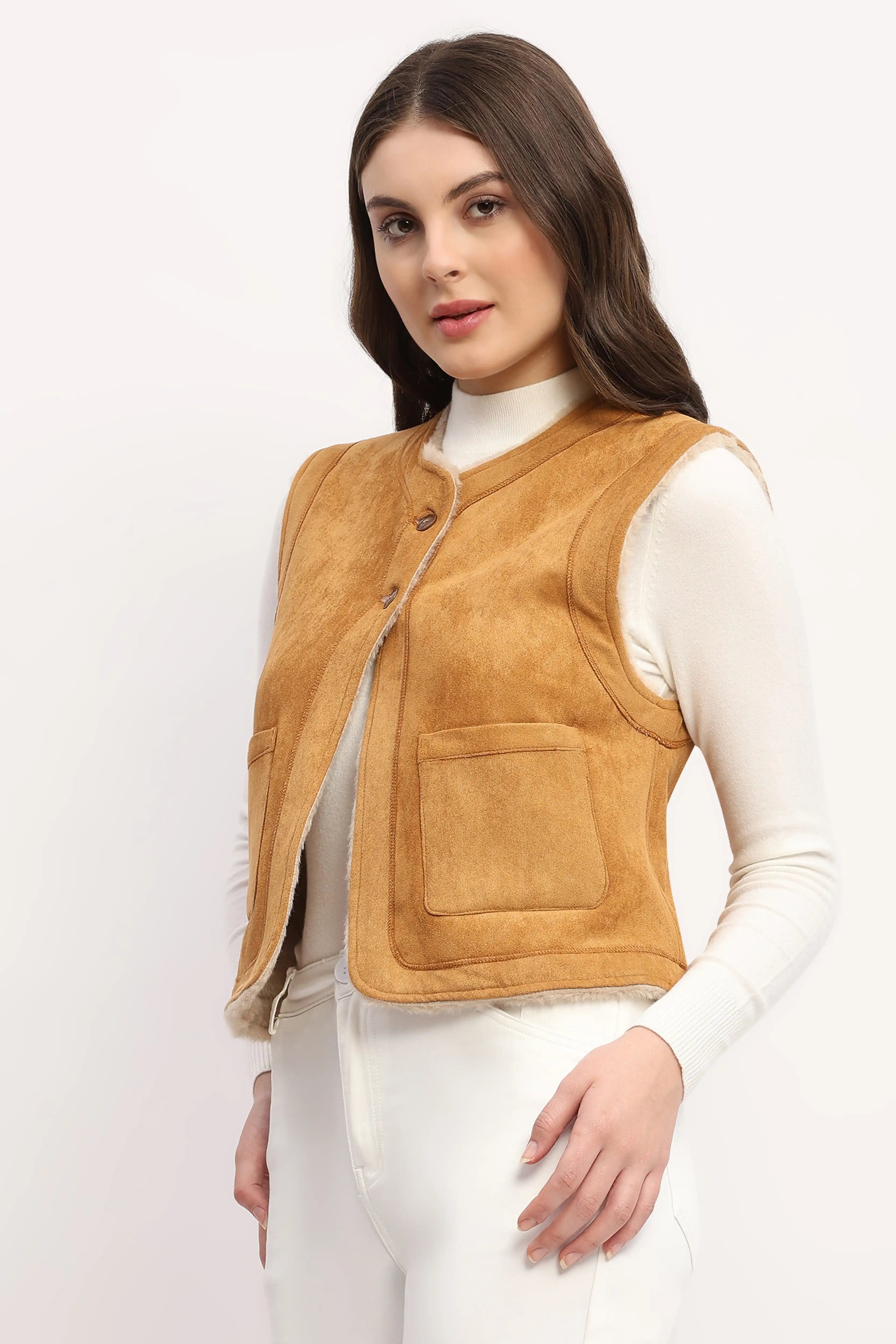 Tan Faux Fur Lined Jacket