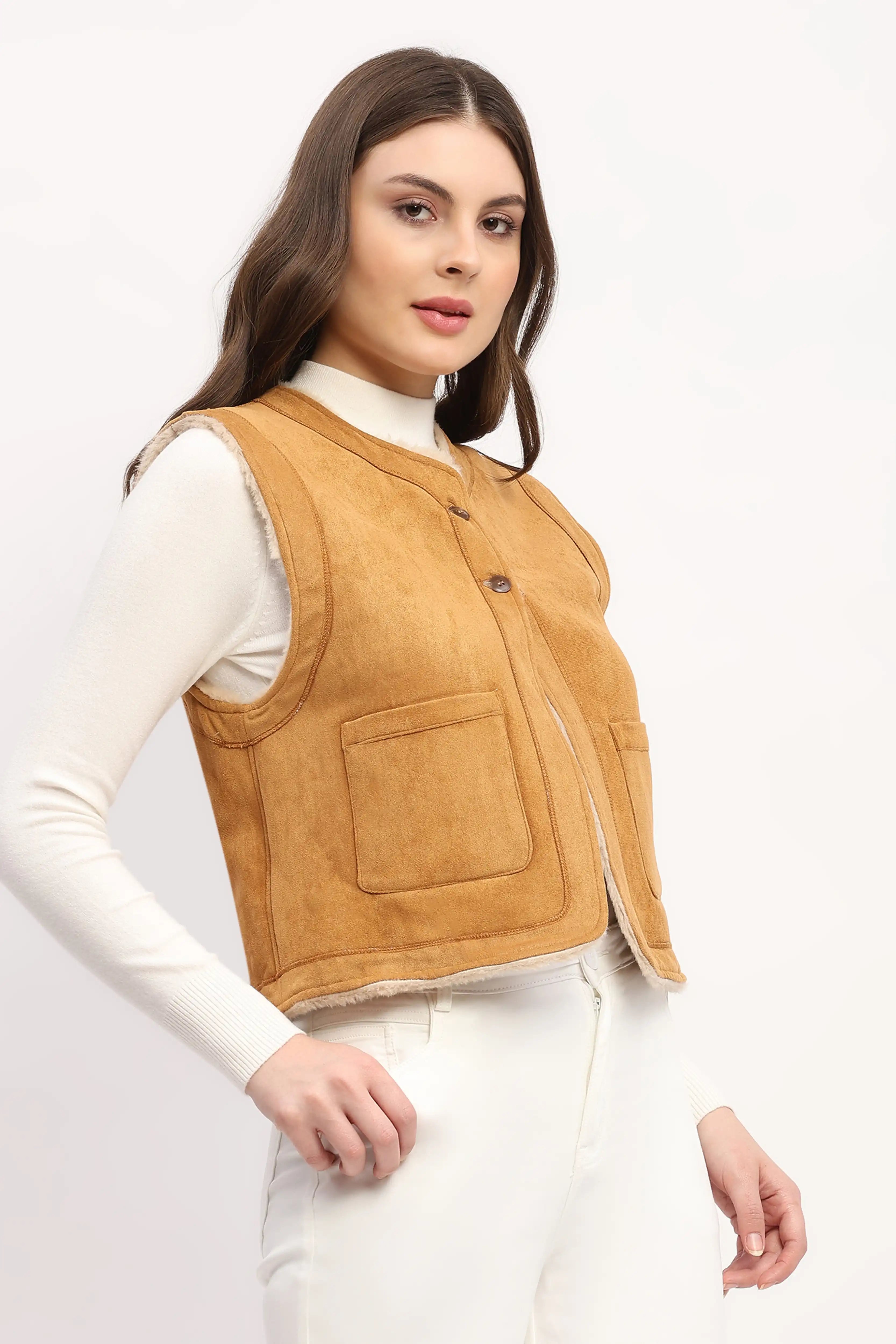 Tan Faux Fur Lined Jacket