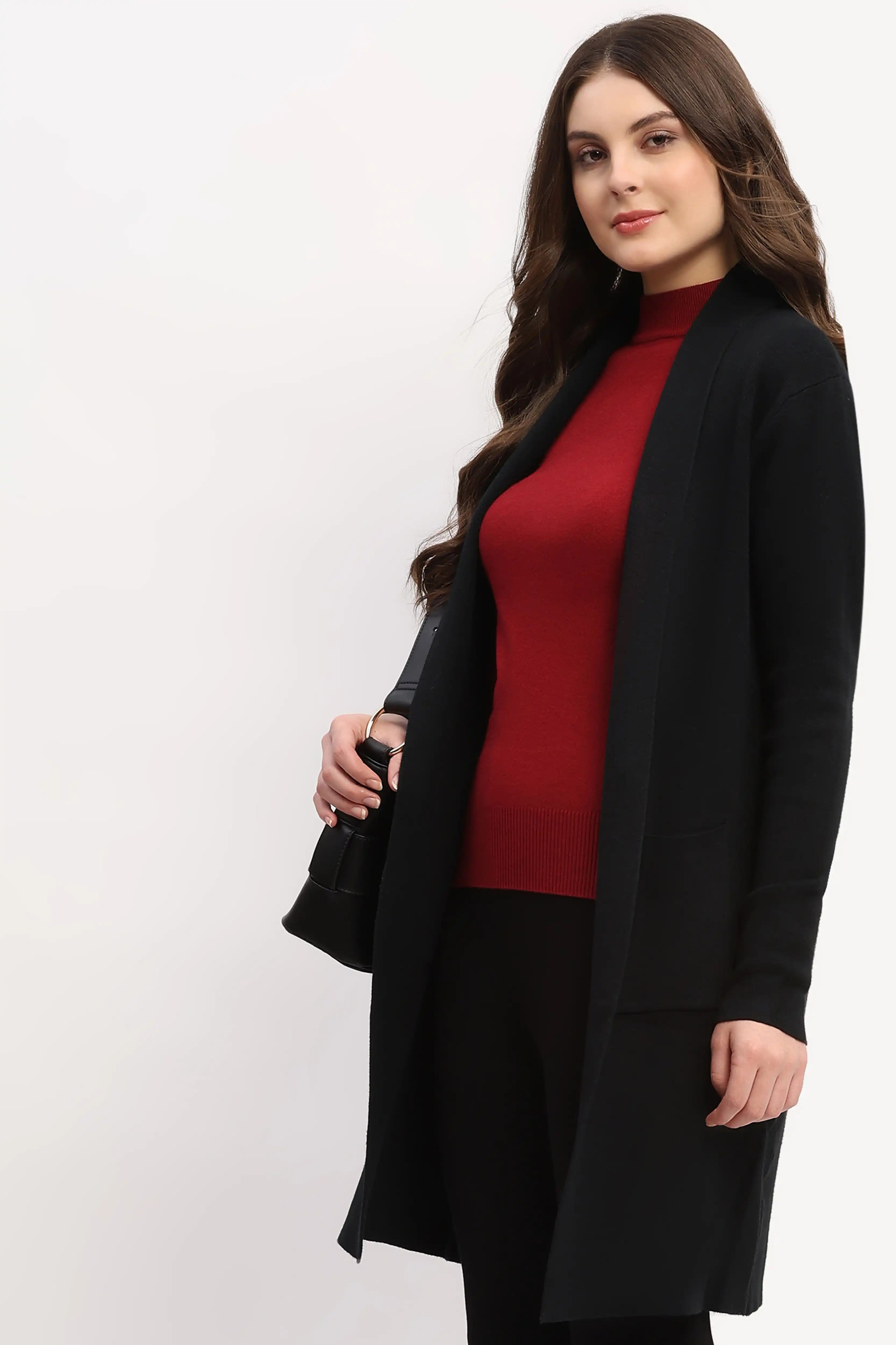 Black Long Winter Shrug
