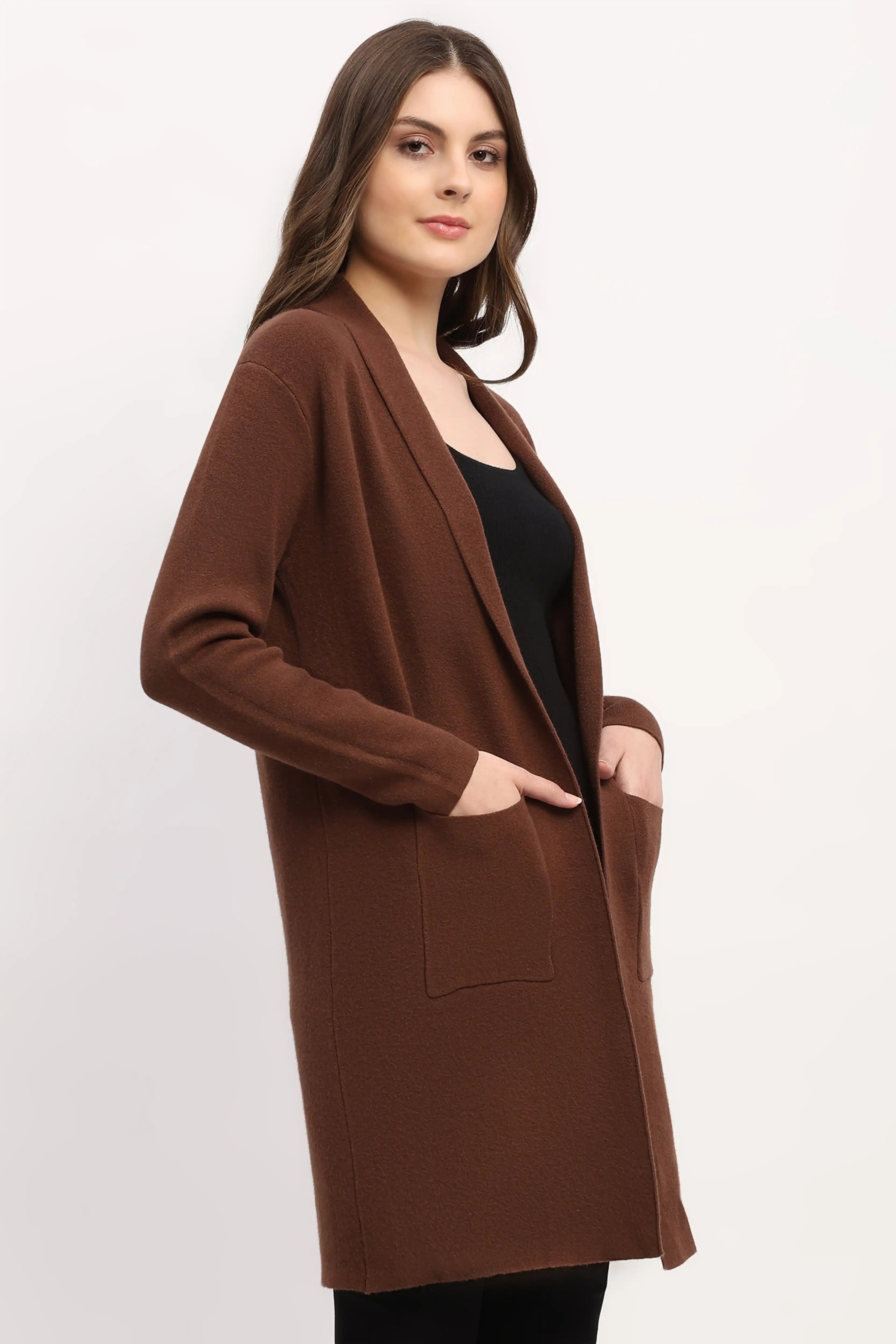 Choco Brown Long Winter Shrug