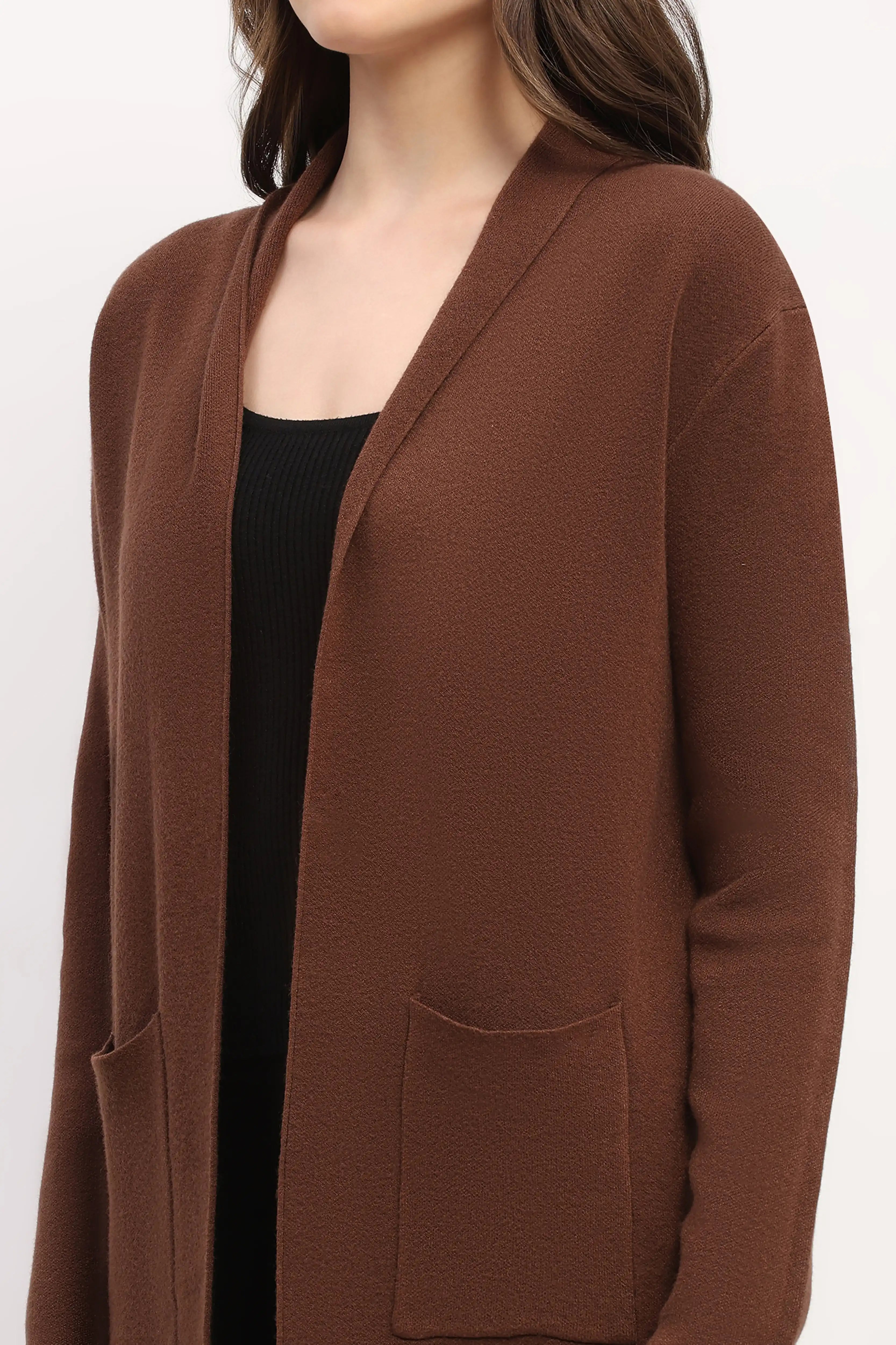 Choco Brown Long Winter Shrug