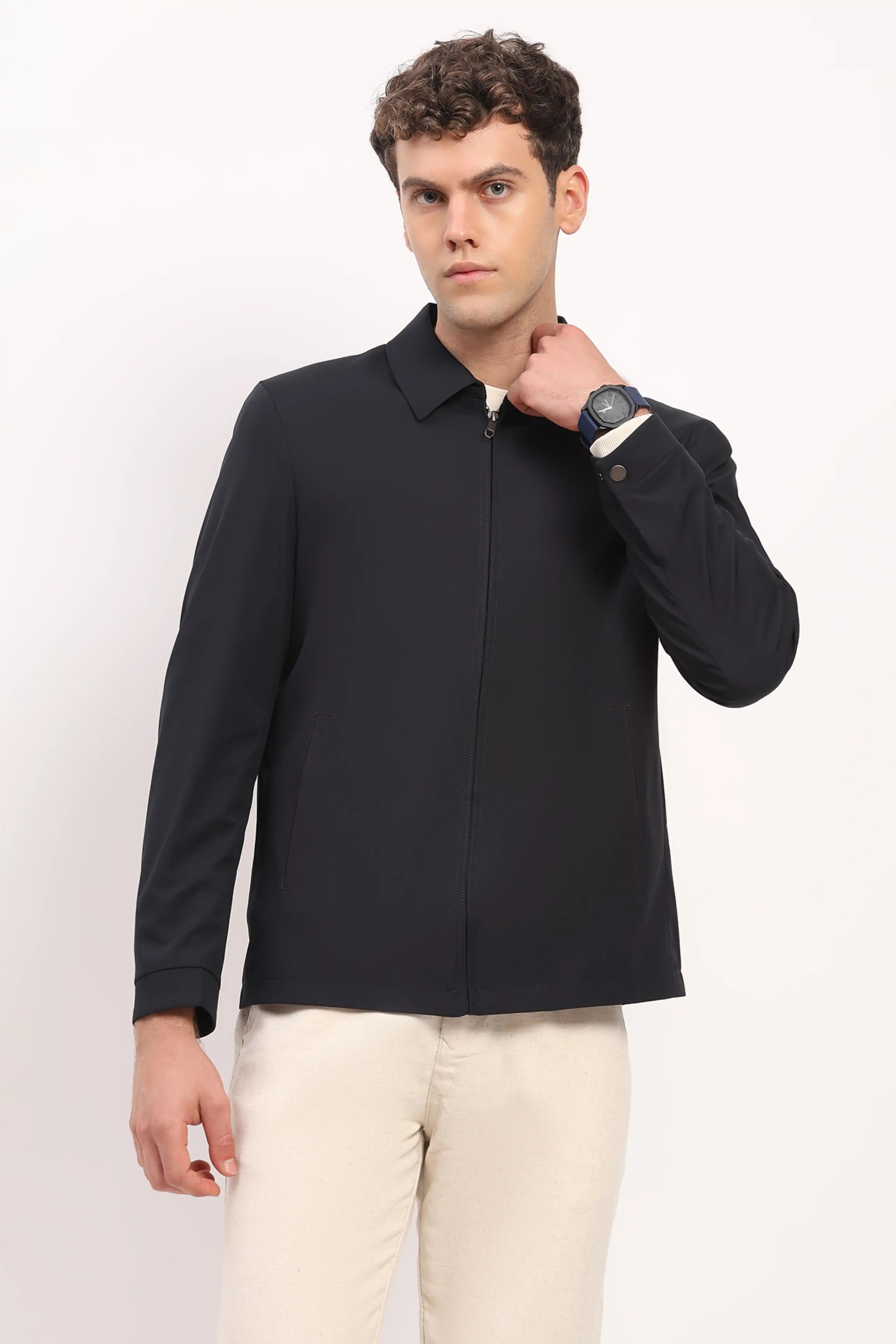 Navy Blue Lightweight Bomber Jacket