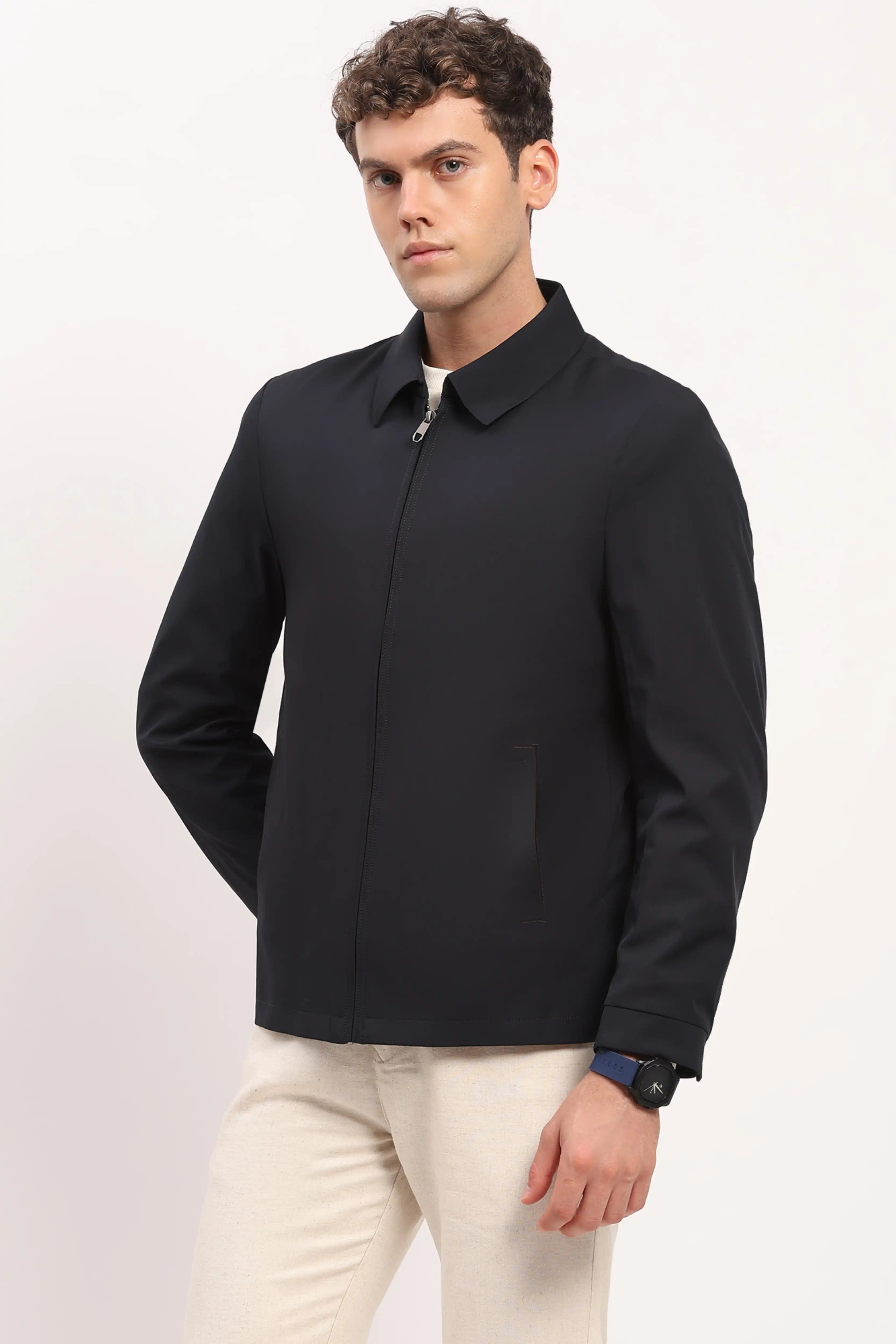 Navy Blue Lightweight Bomber Jacket