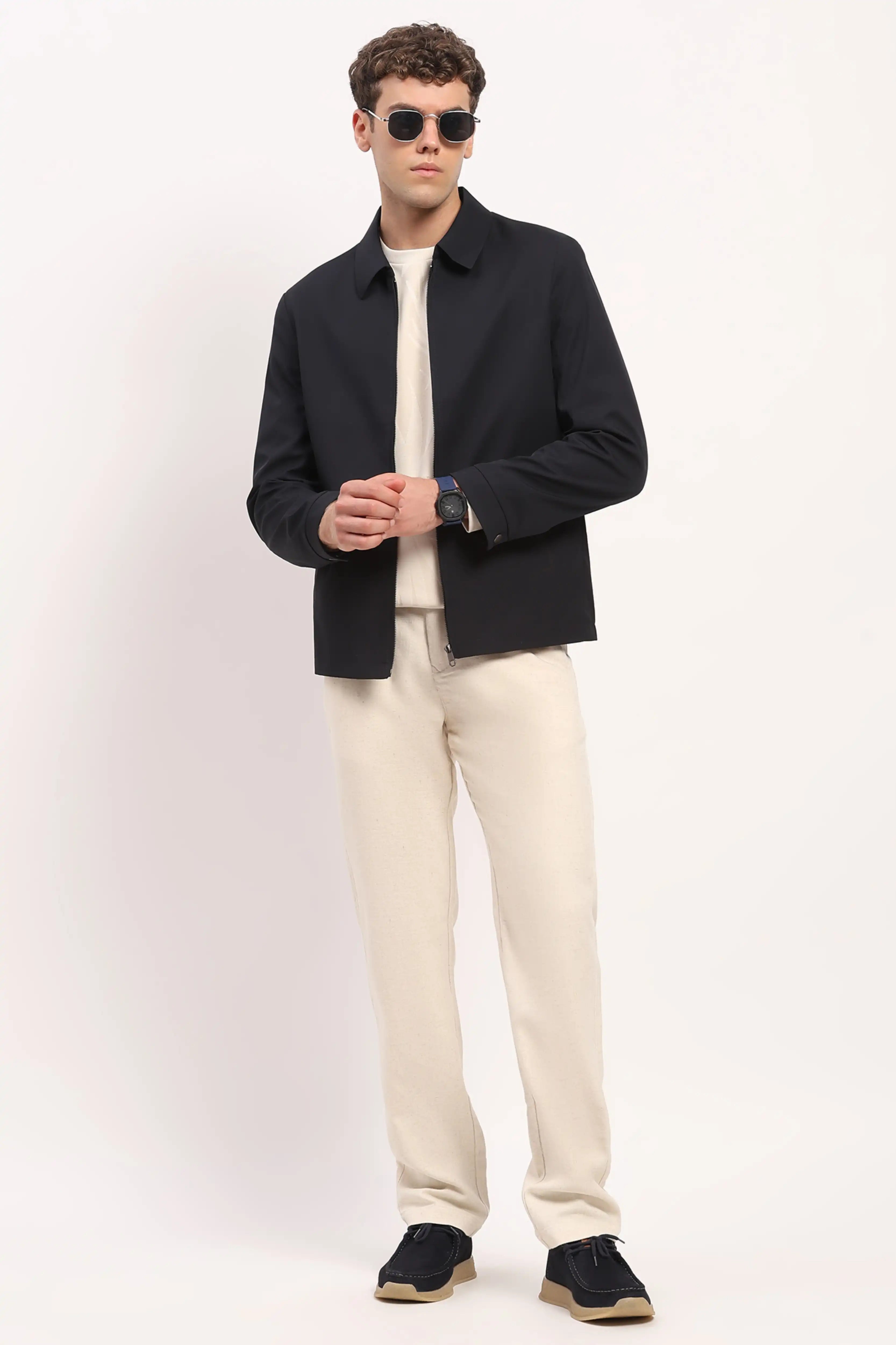 Navy Blue Lightweight Bomber Jacket