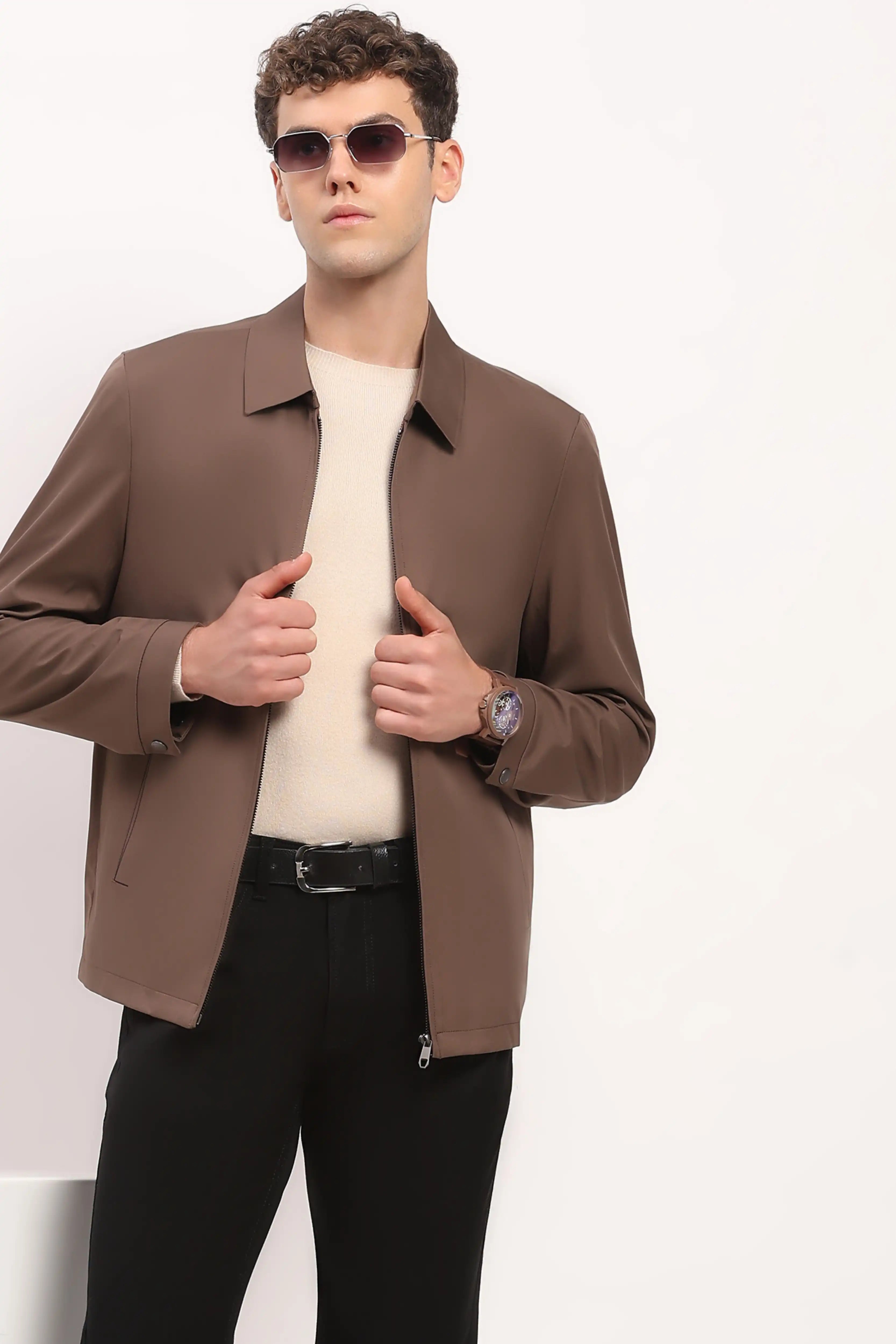 Brown Lightweight Bomber Jacket