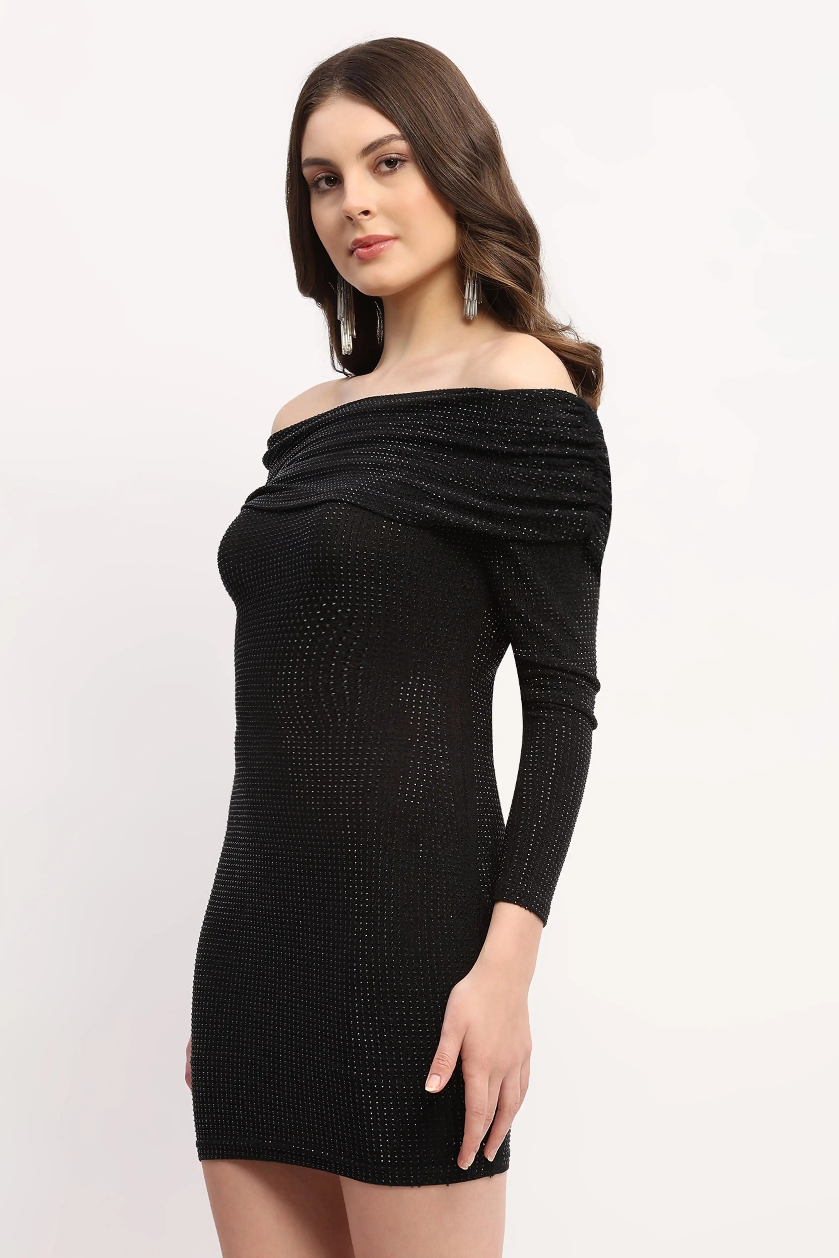 Black Off-Shoulder Party Dress