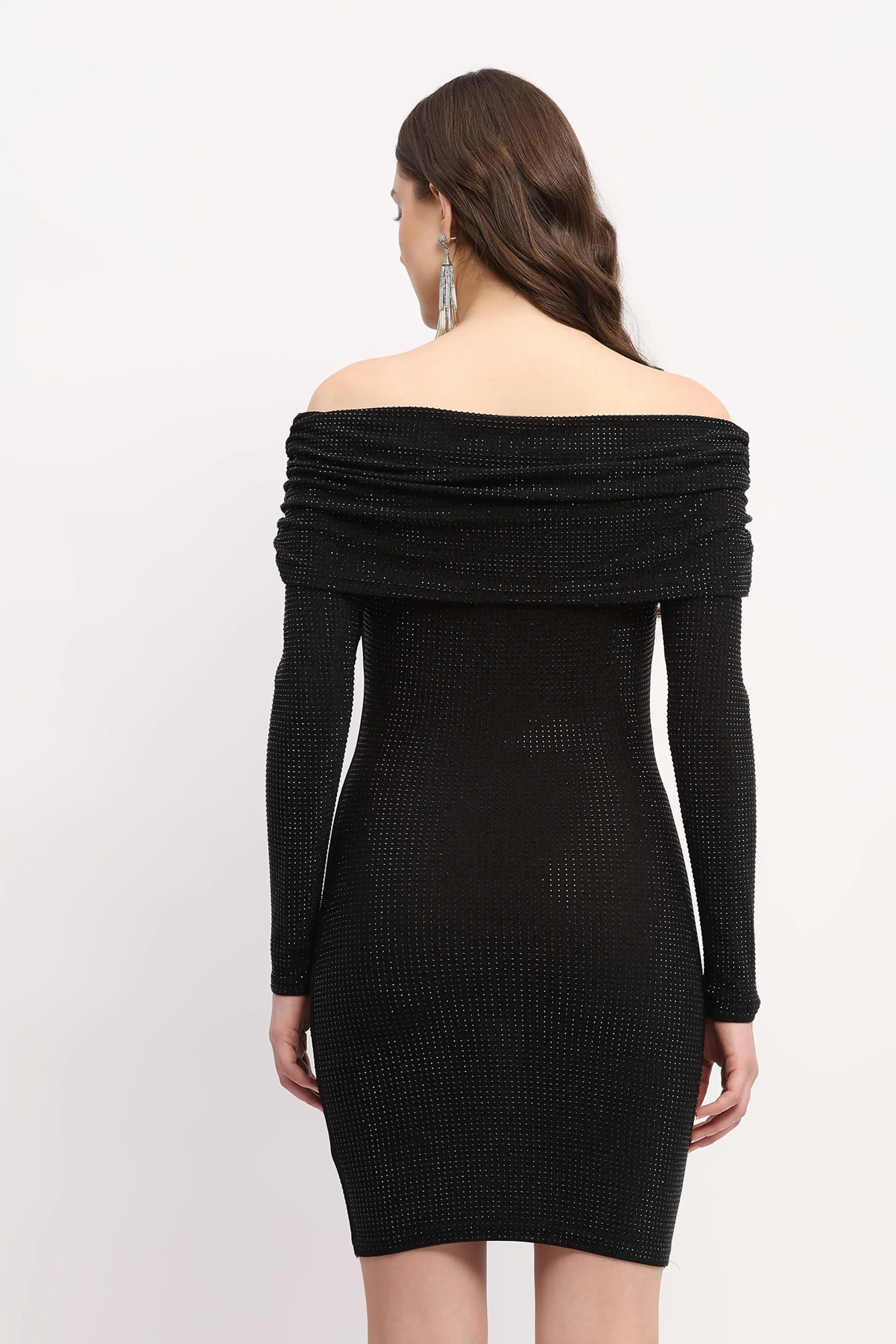 Black Off-Shoulder Party Dress