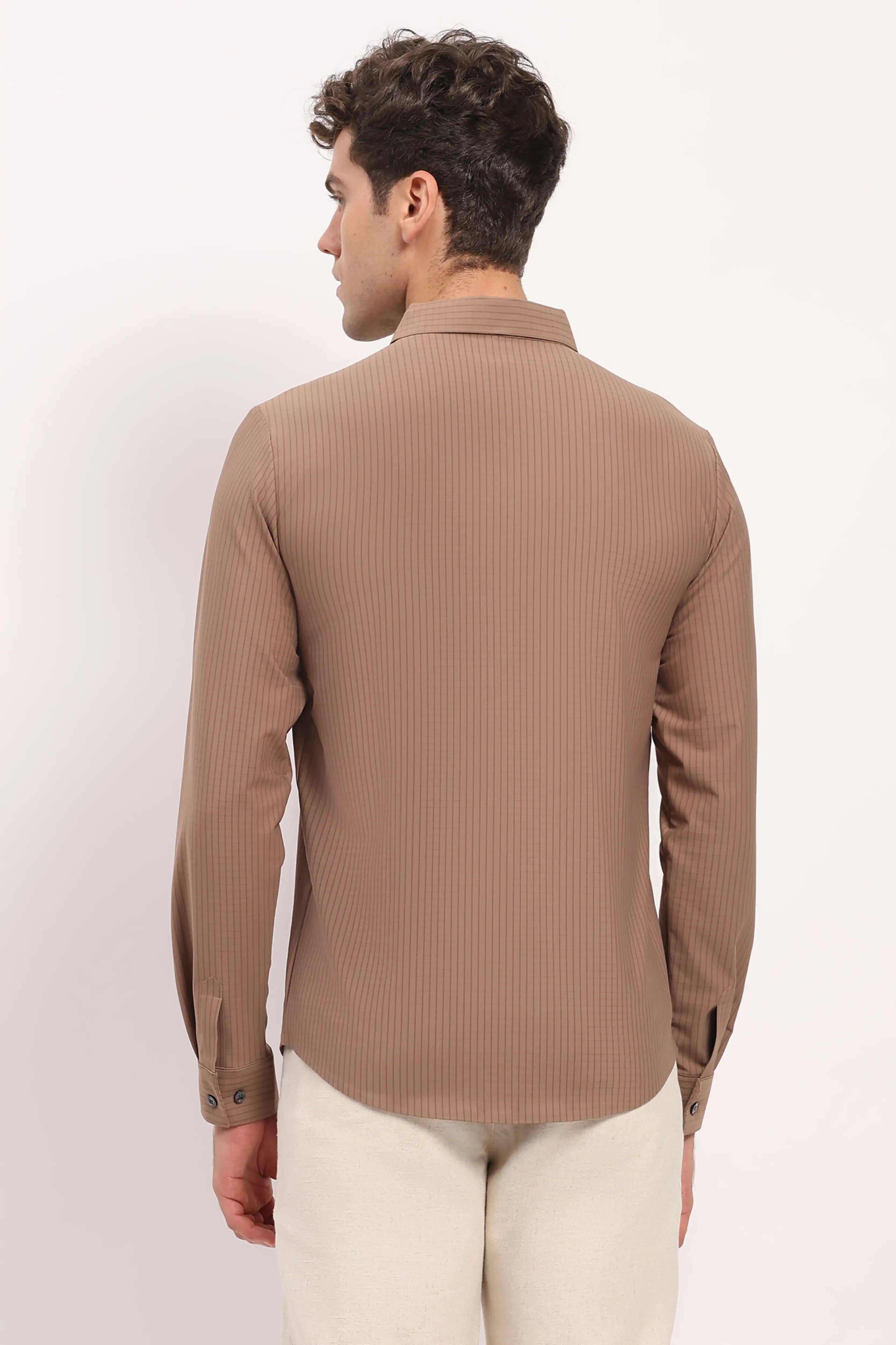 Khaki Check Stretch Shirt