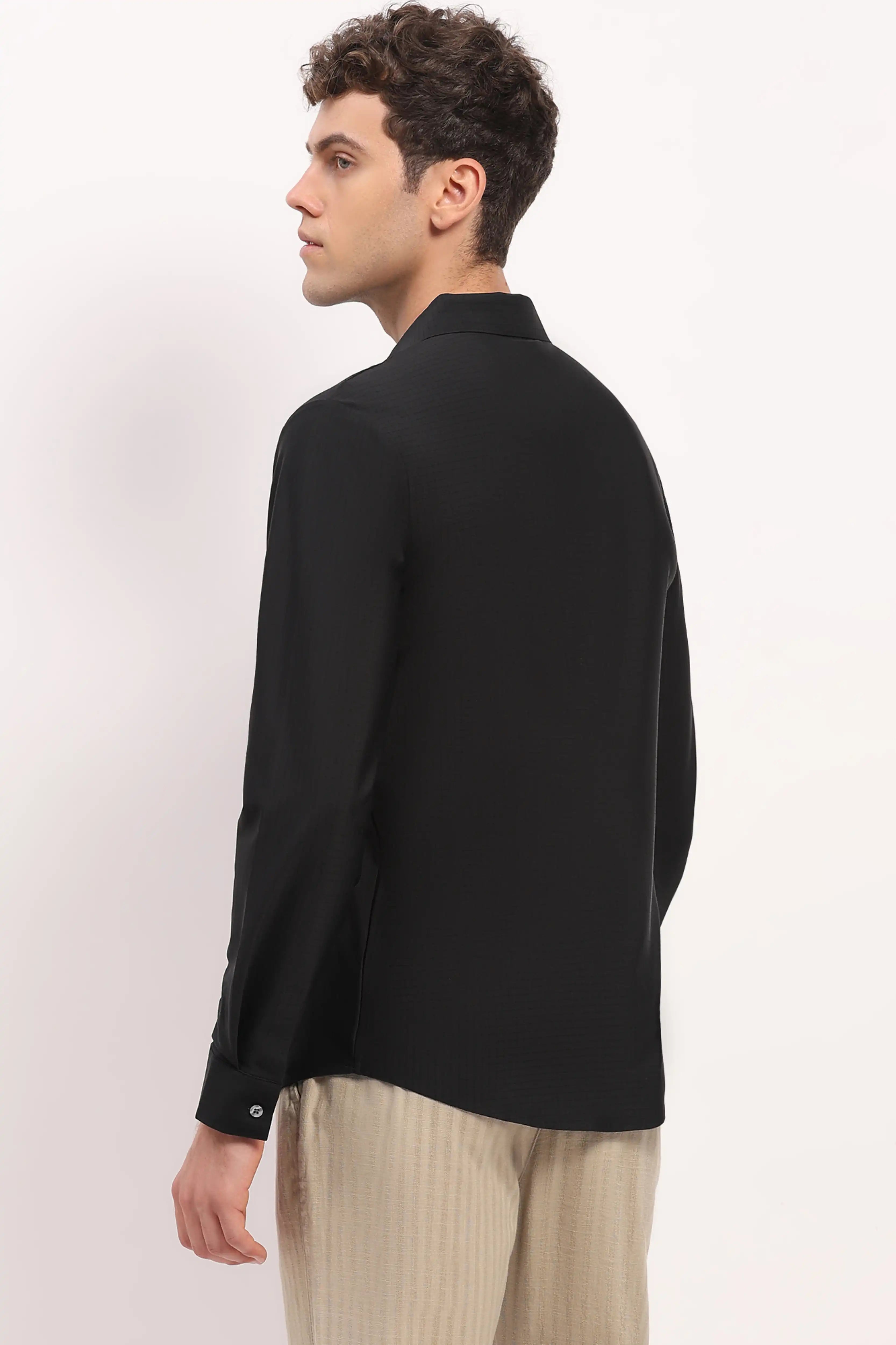 Black Check Stretch Shirt