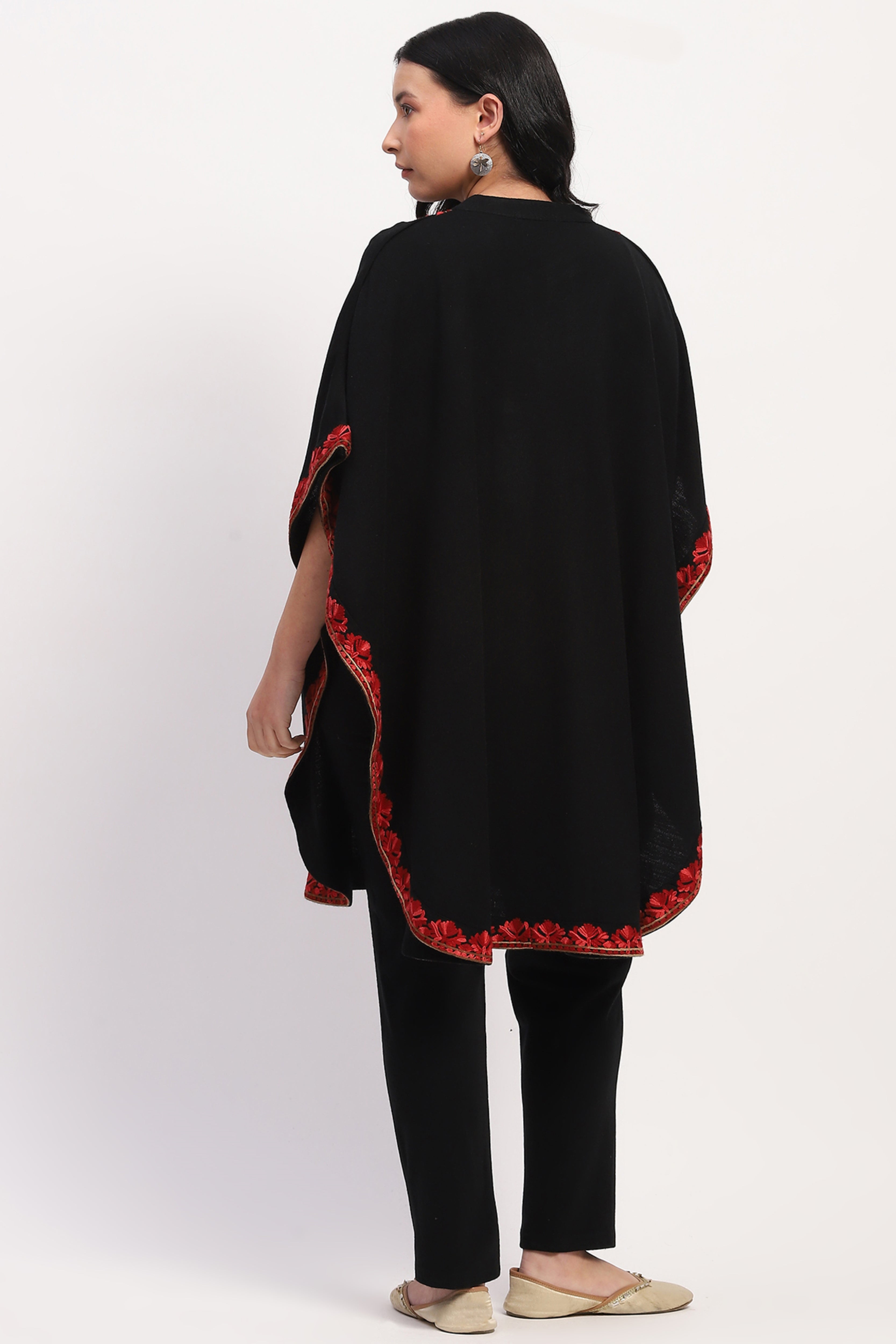 Black Embroidered Ethnic Cape