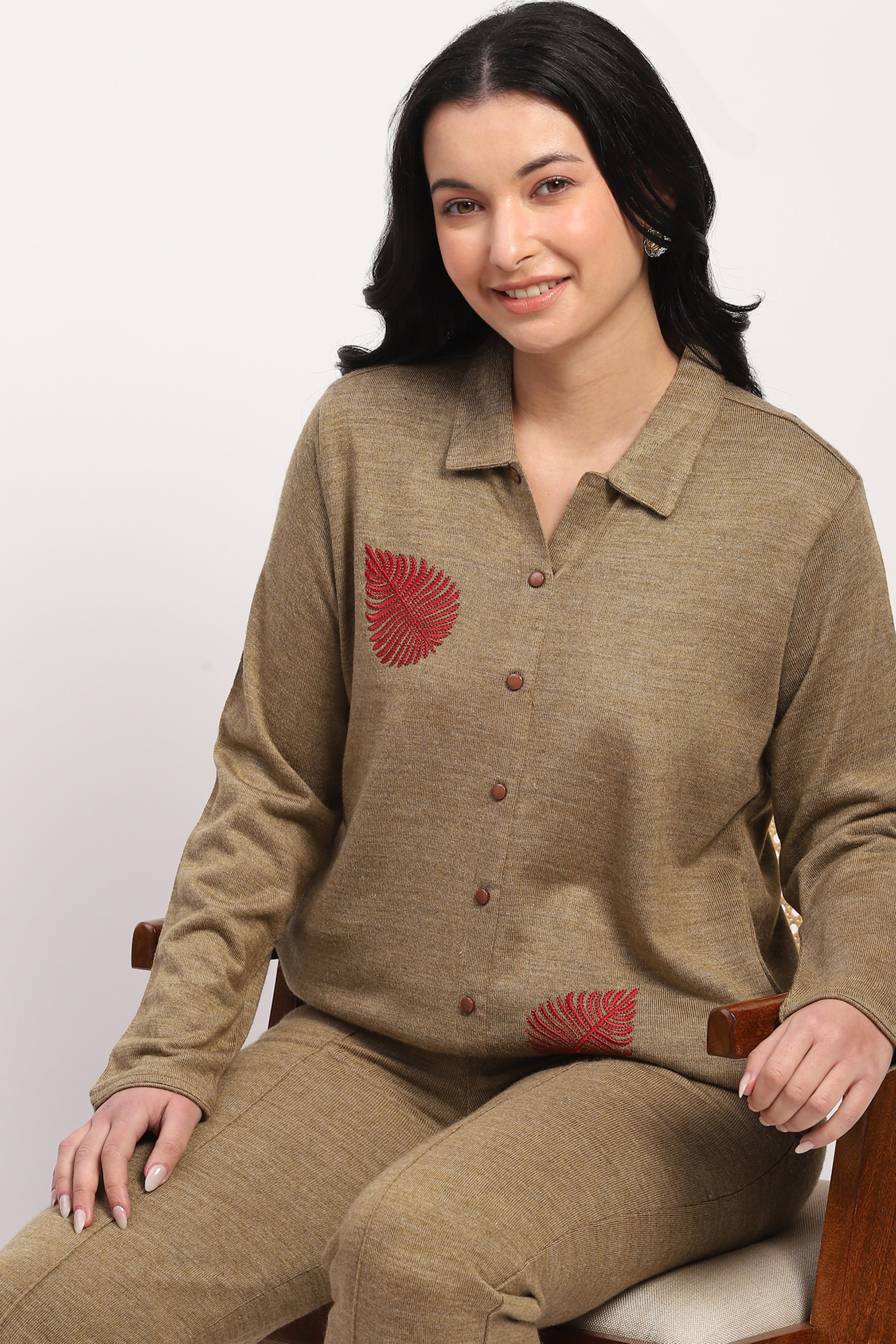 Beige Winter Ethnic Top