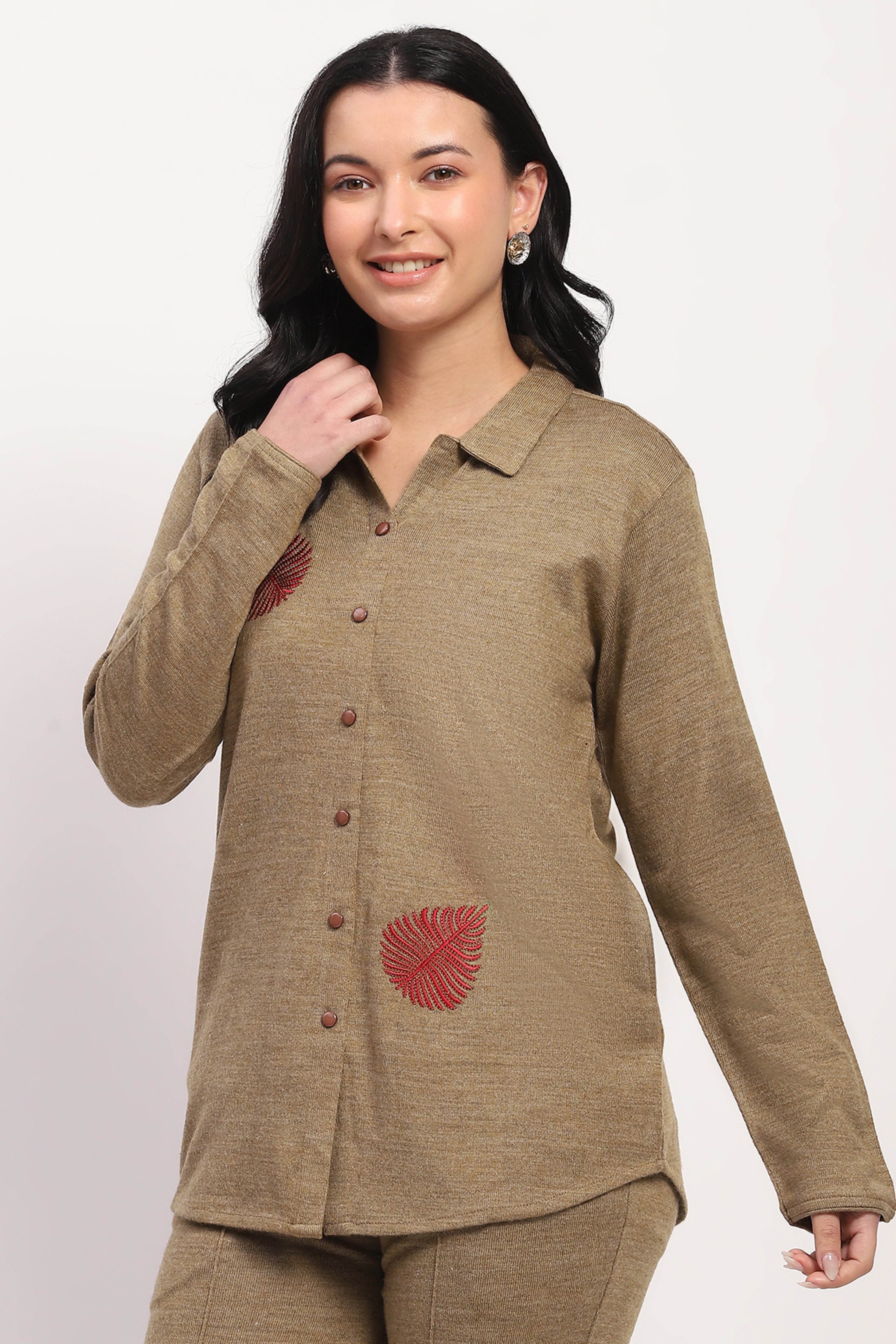 Beige Winter Ethnic Top
