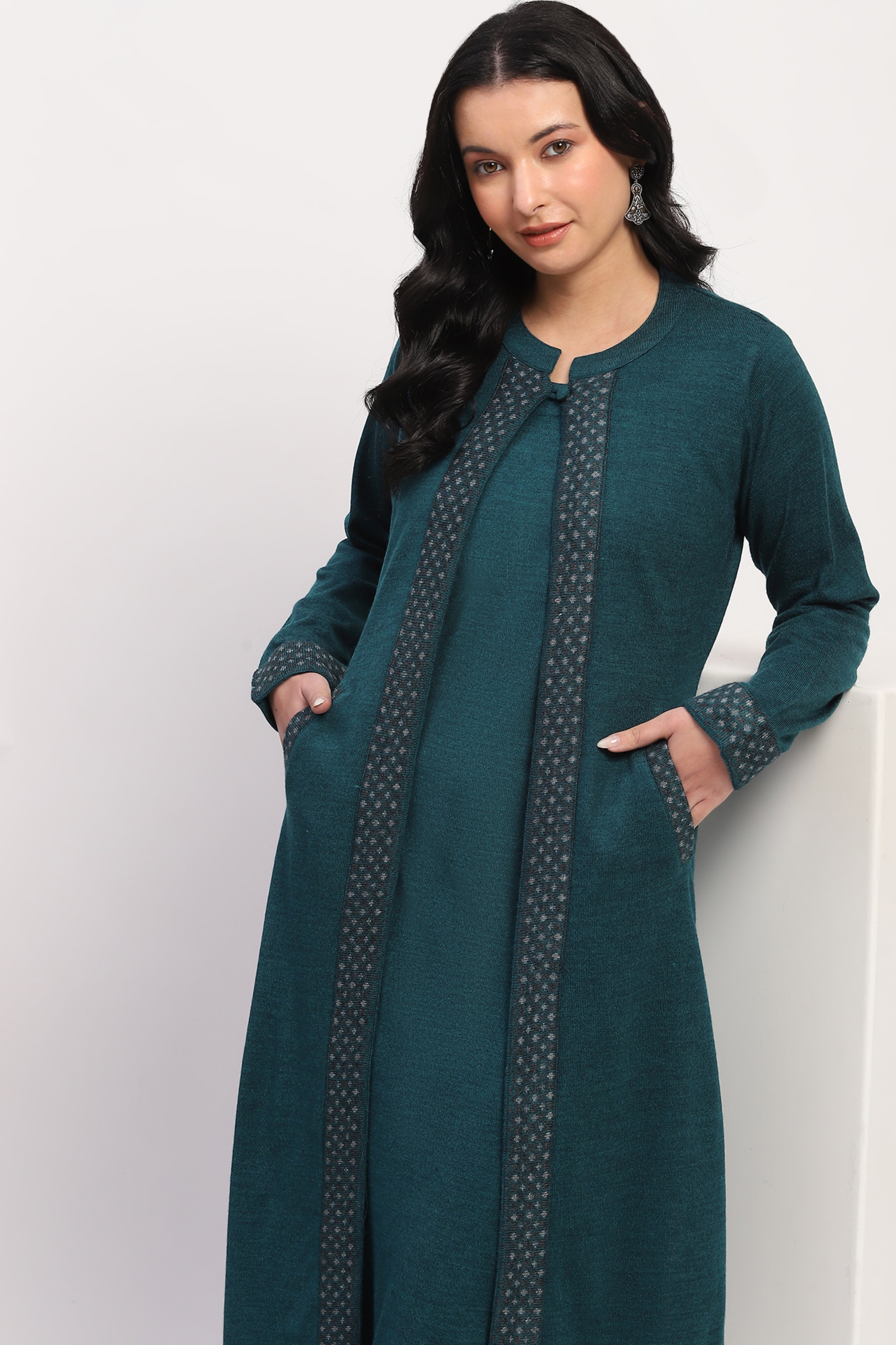 Sea Green Winter Ethnic 3-Piece Set