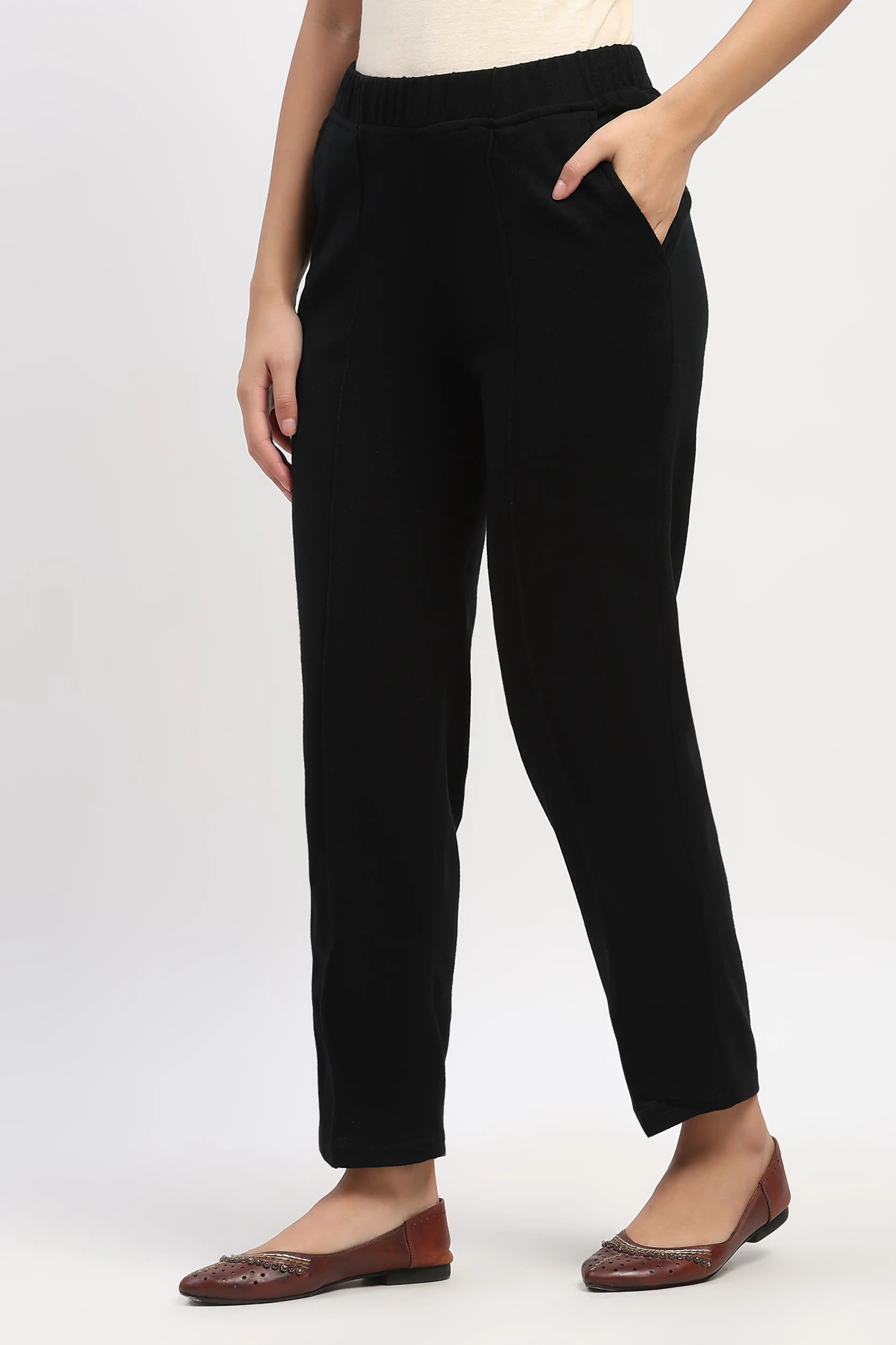 Black Acrylic Winter Pants