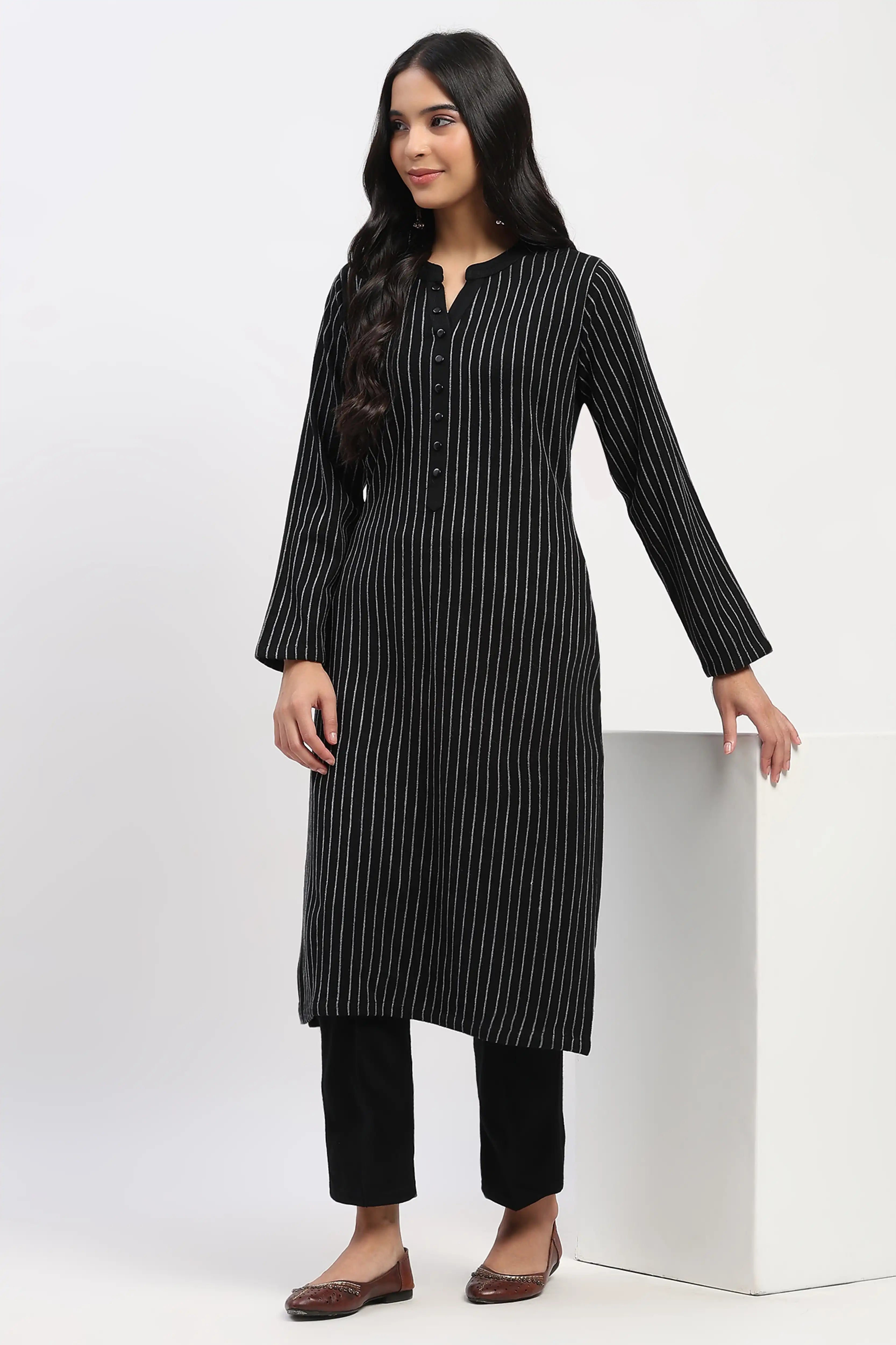 Black Acrylic Winter Pants