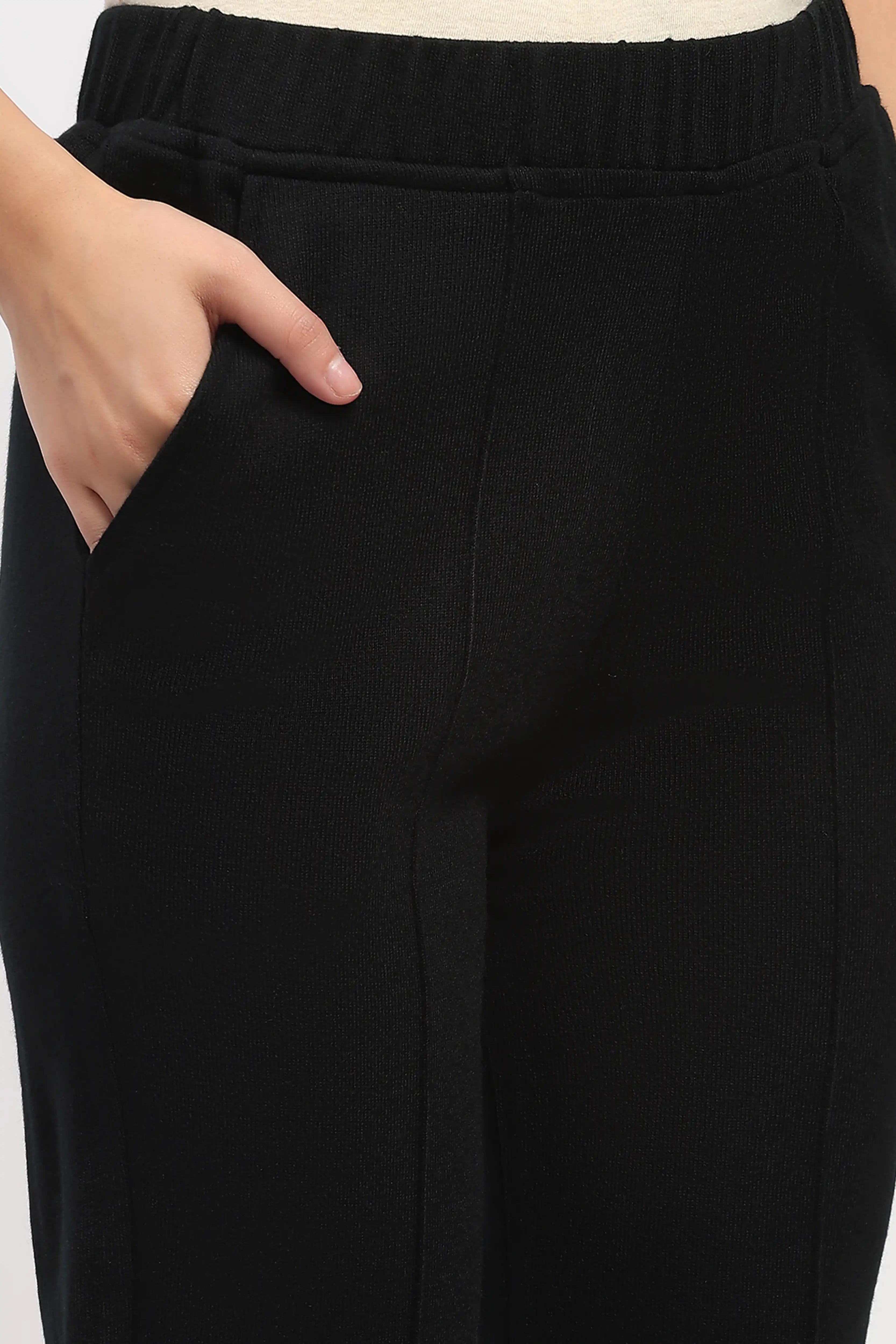 Black Acrylic Winter Pants