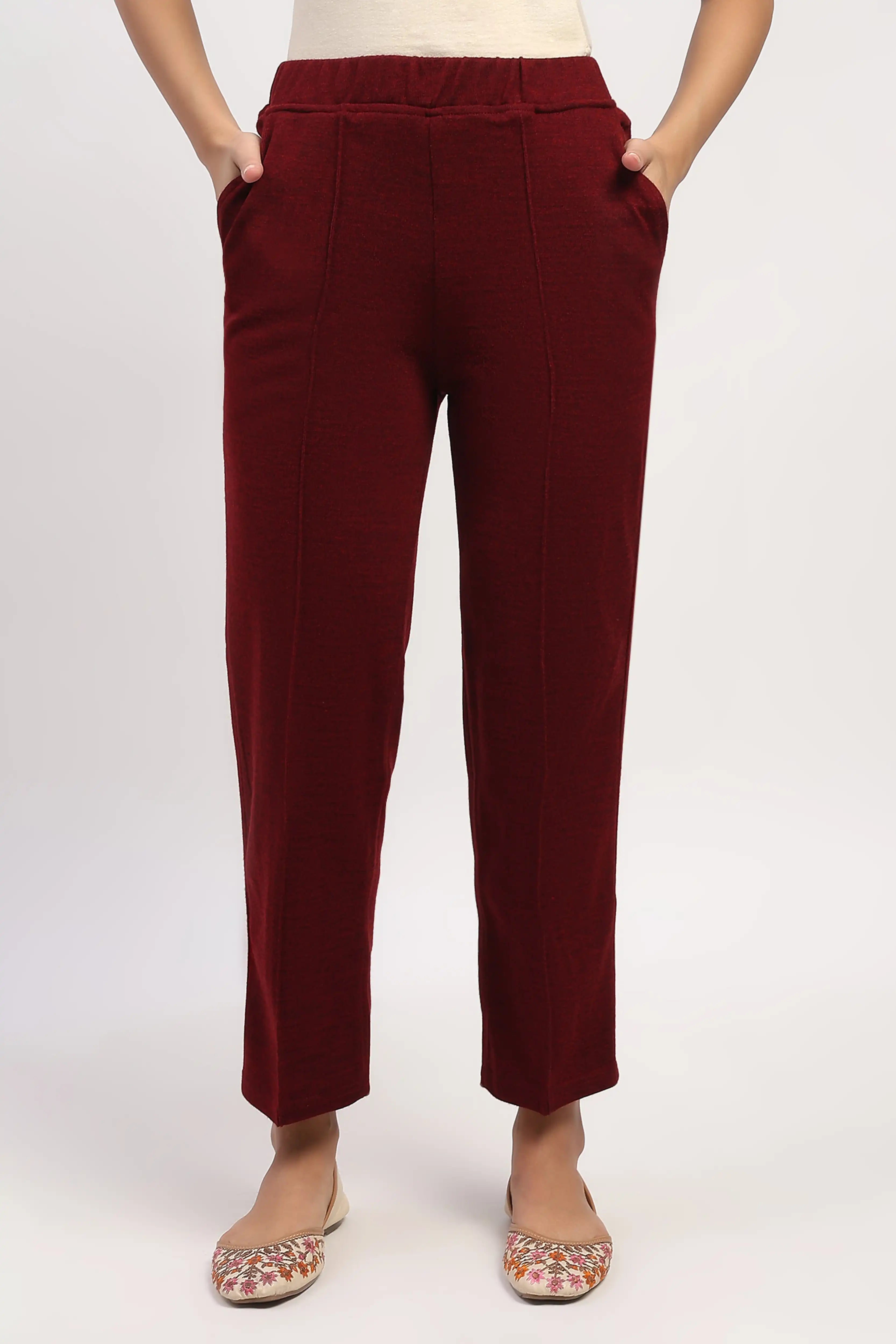 Dark Maroon Acrylic Winter Pants