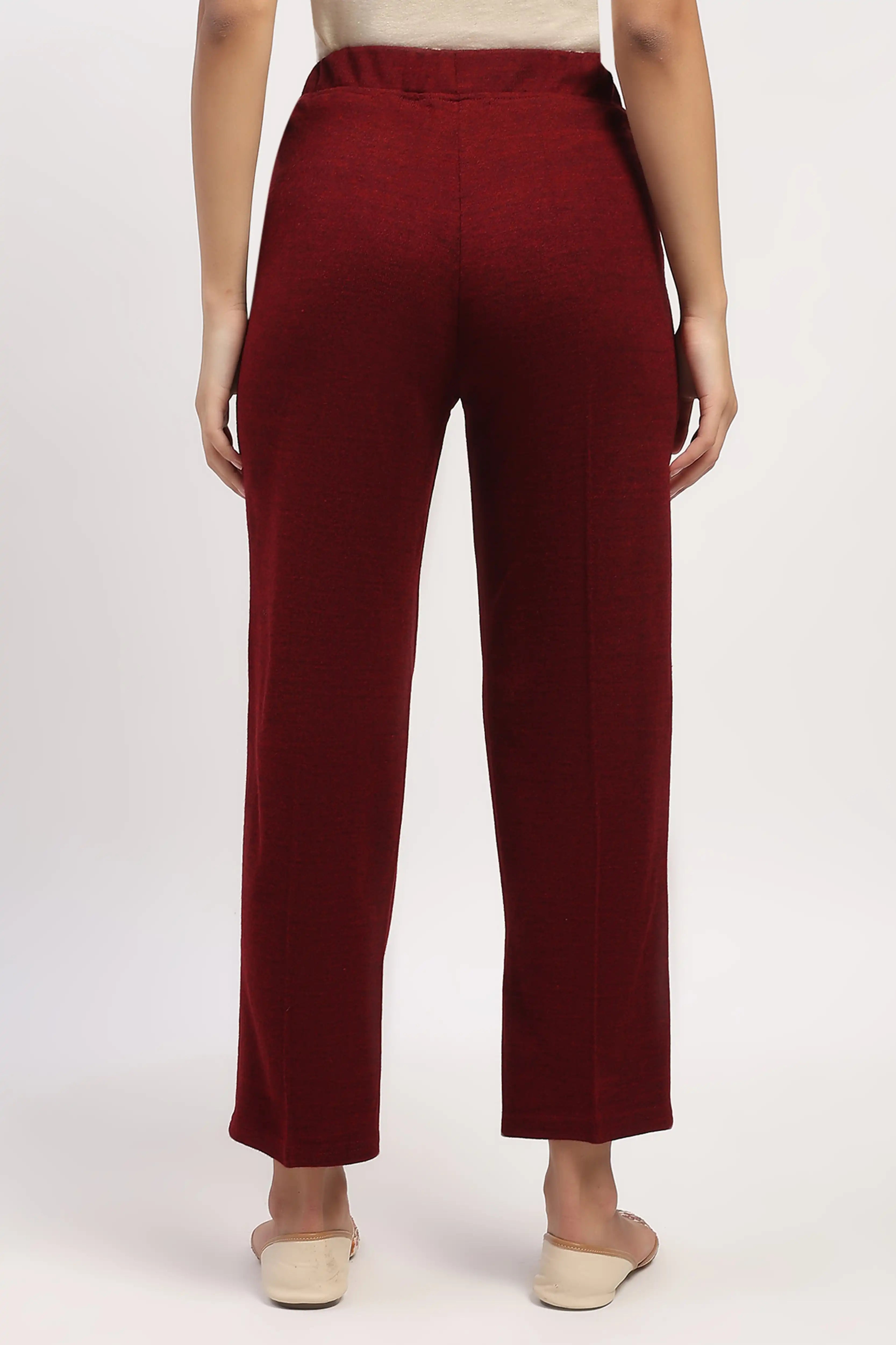 Dark Maroon Acrylic Winter Pants