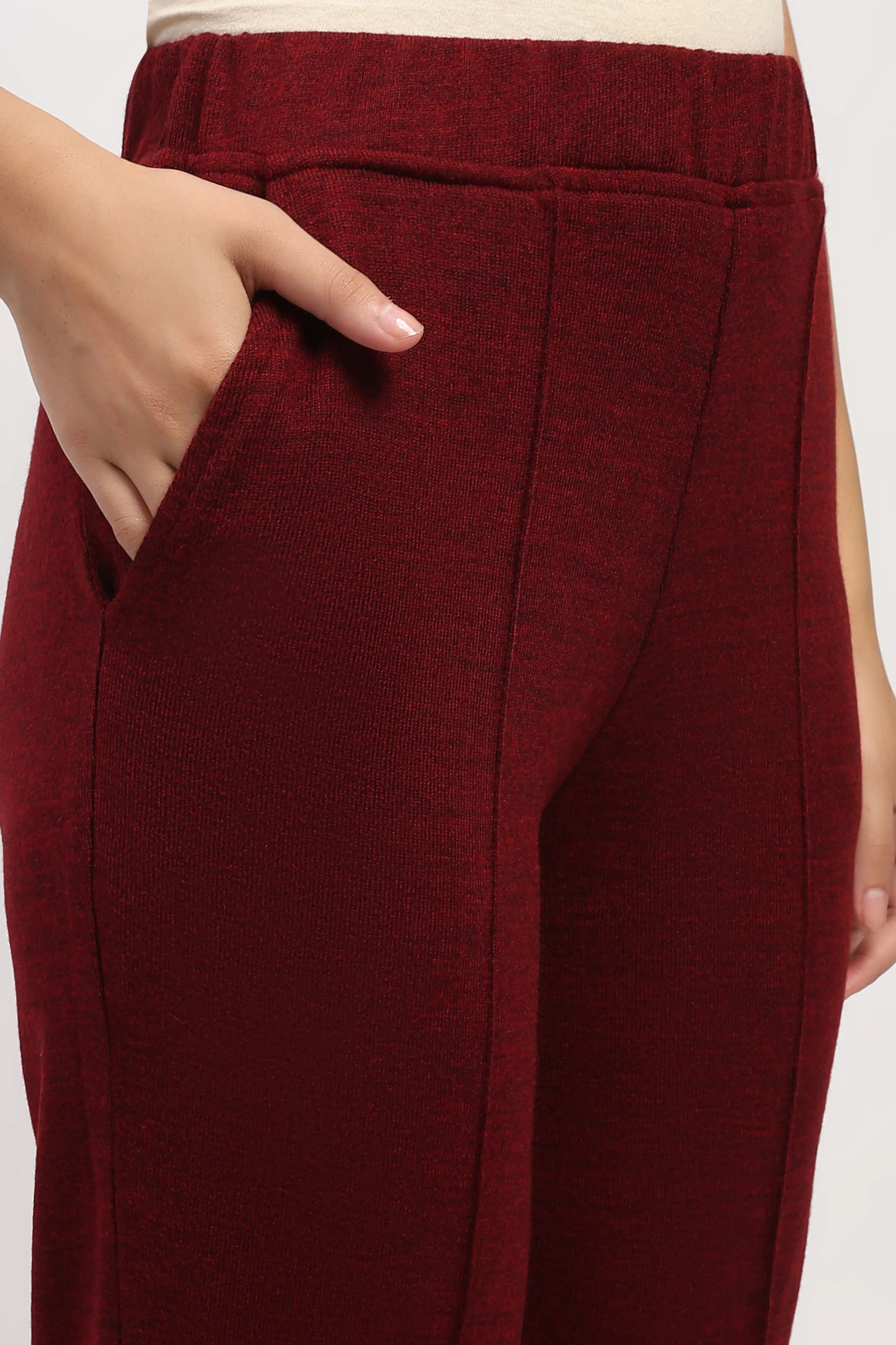 Dark Maroon Acrylic Winter Pants