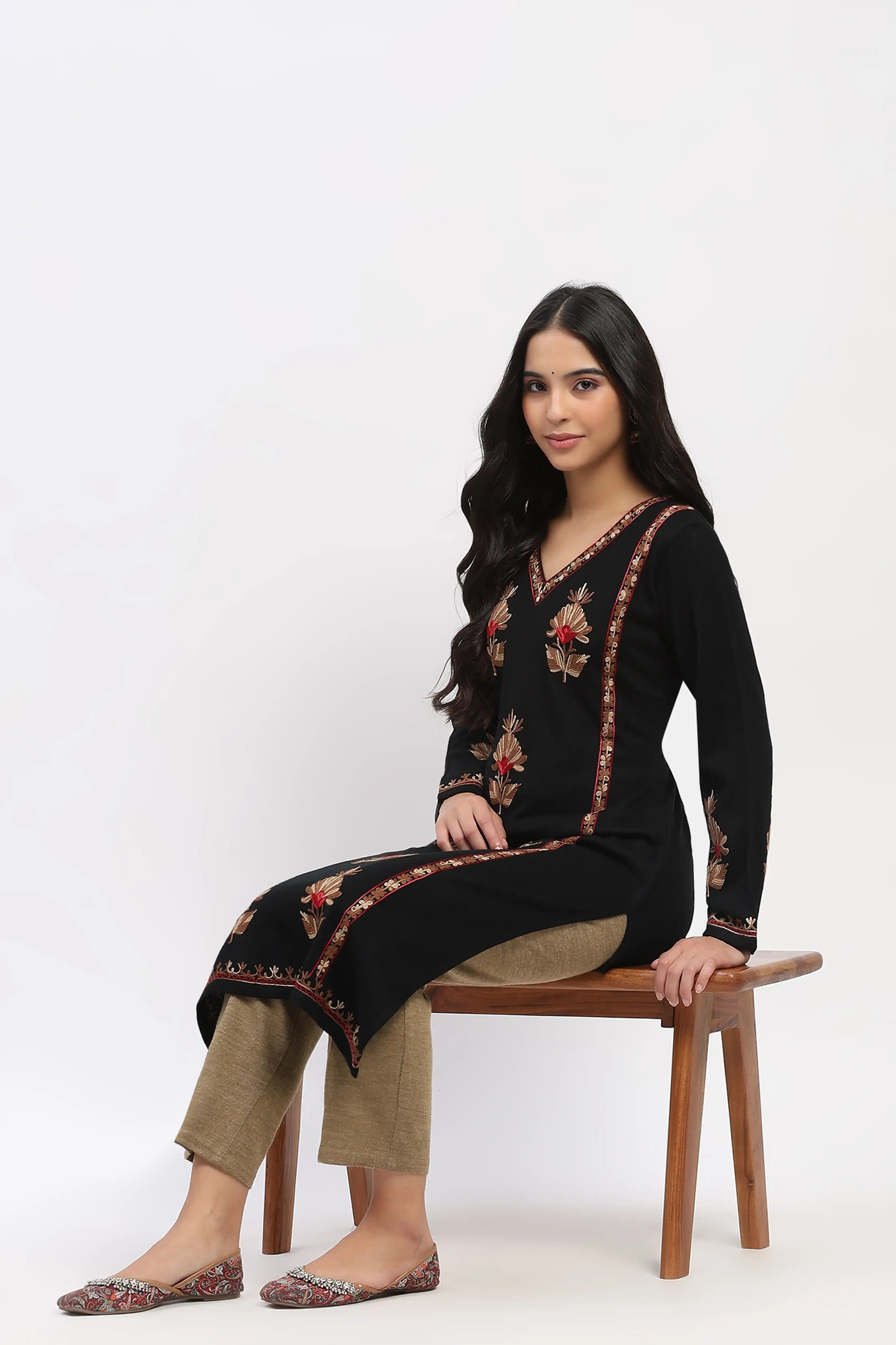 Beige Acrylic Winter Pants