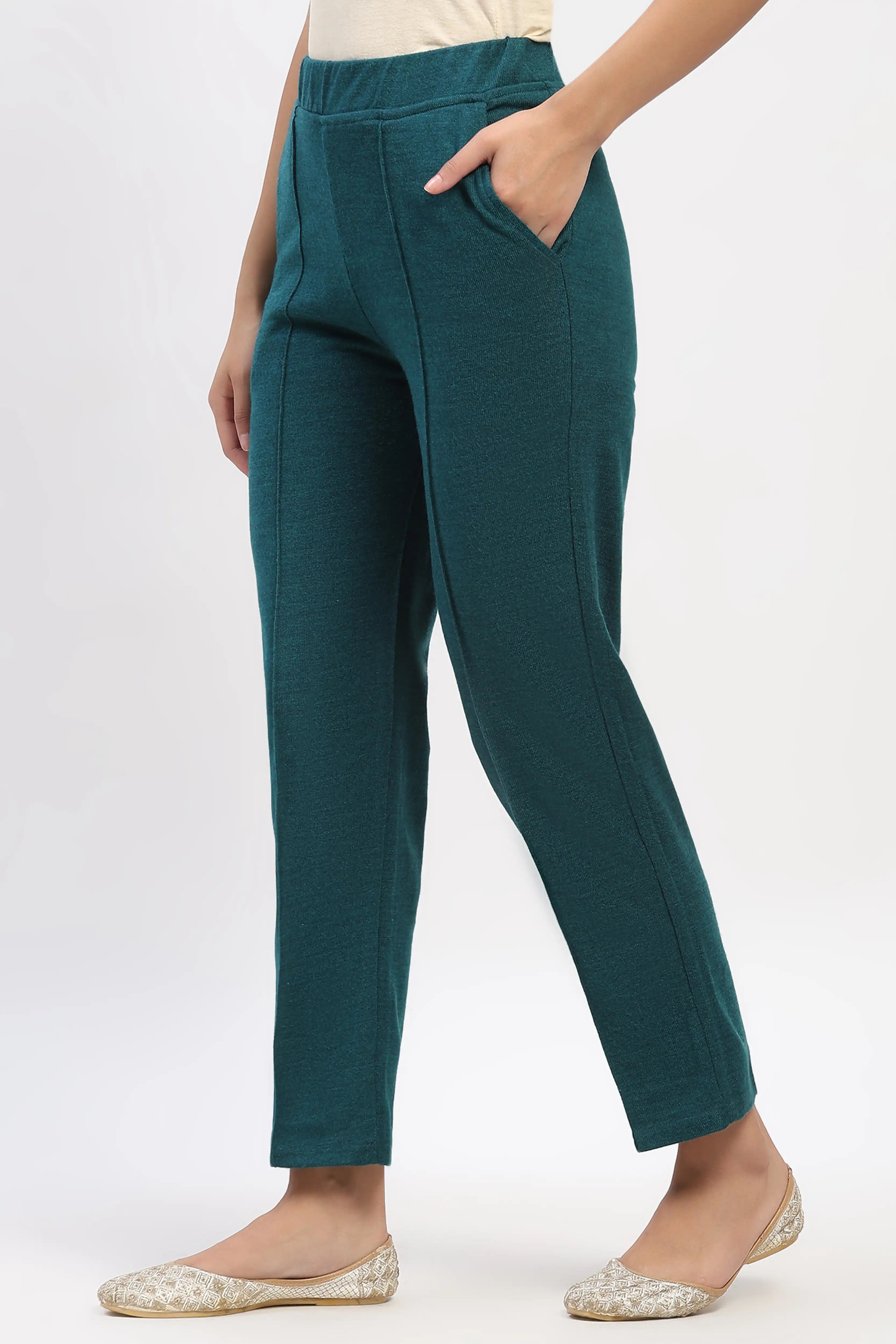 Sea Green Acrylic Winter Pants