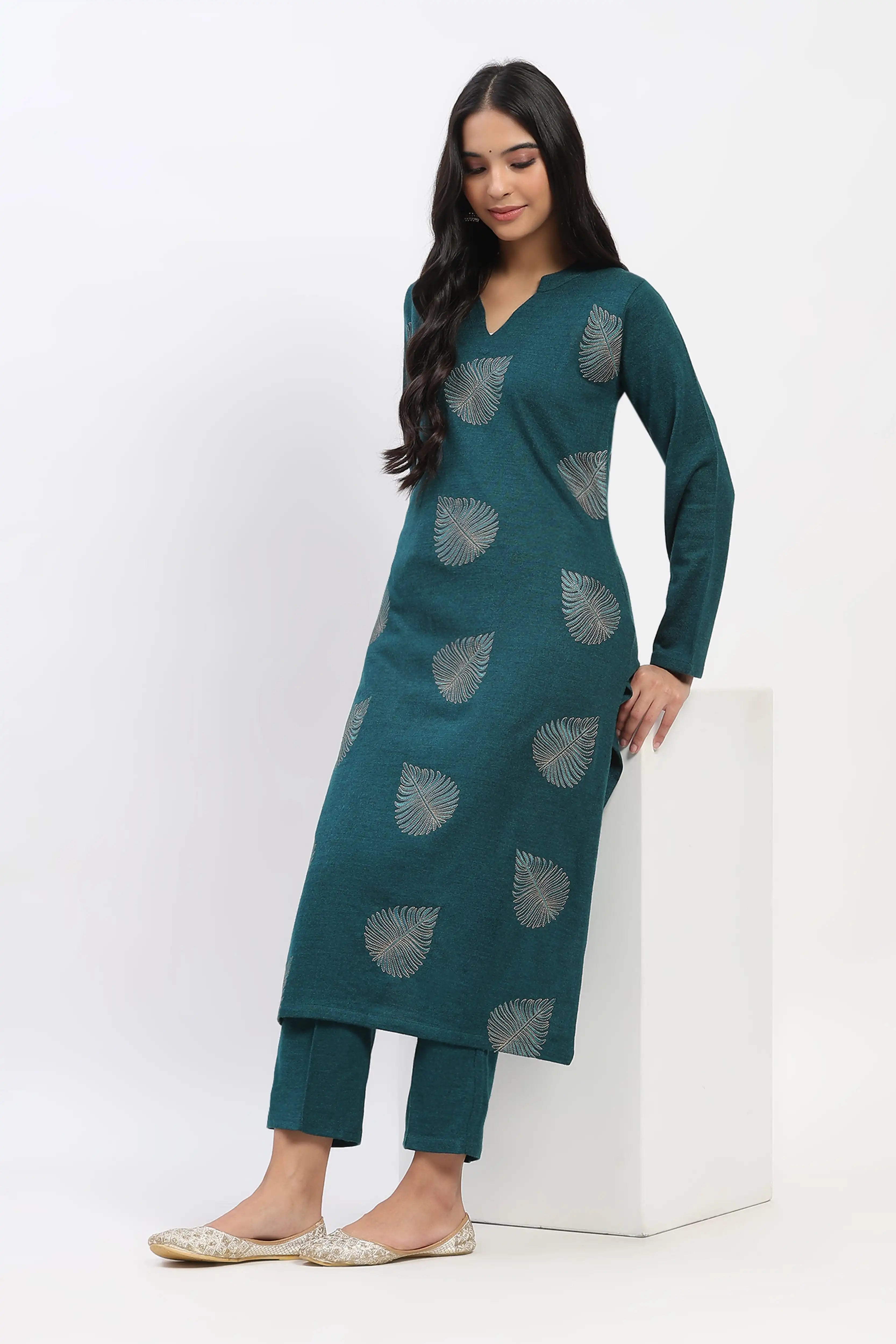 Sea Green Acrylic Winter Pants