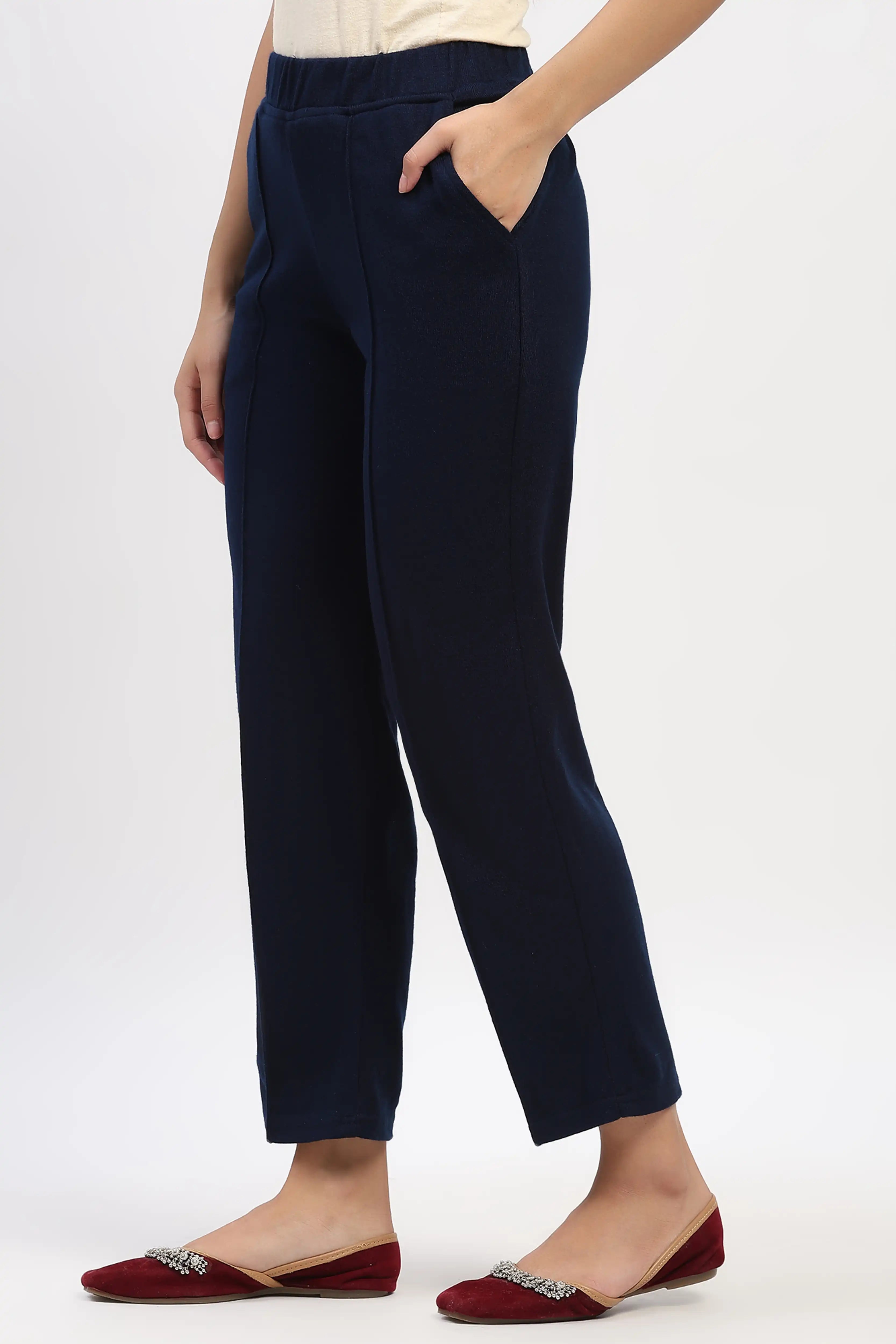 Navy Blue Acrylic Winter Pants