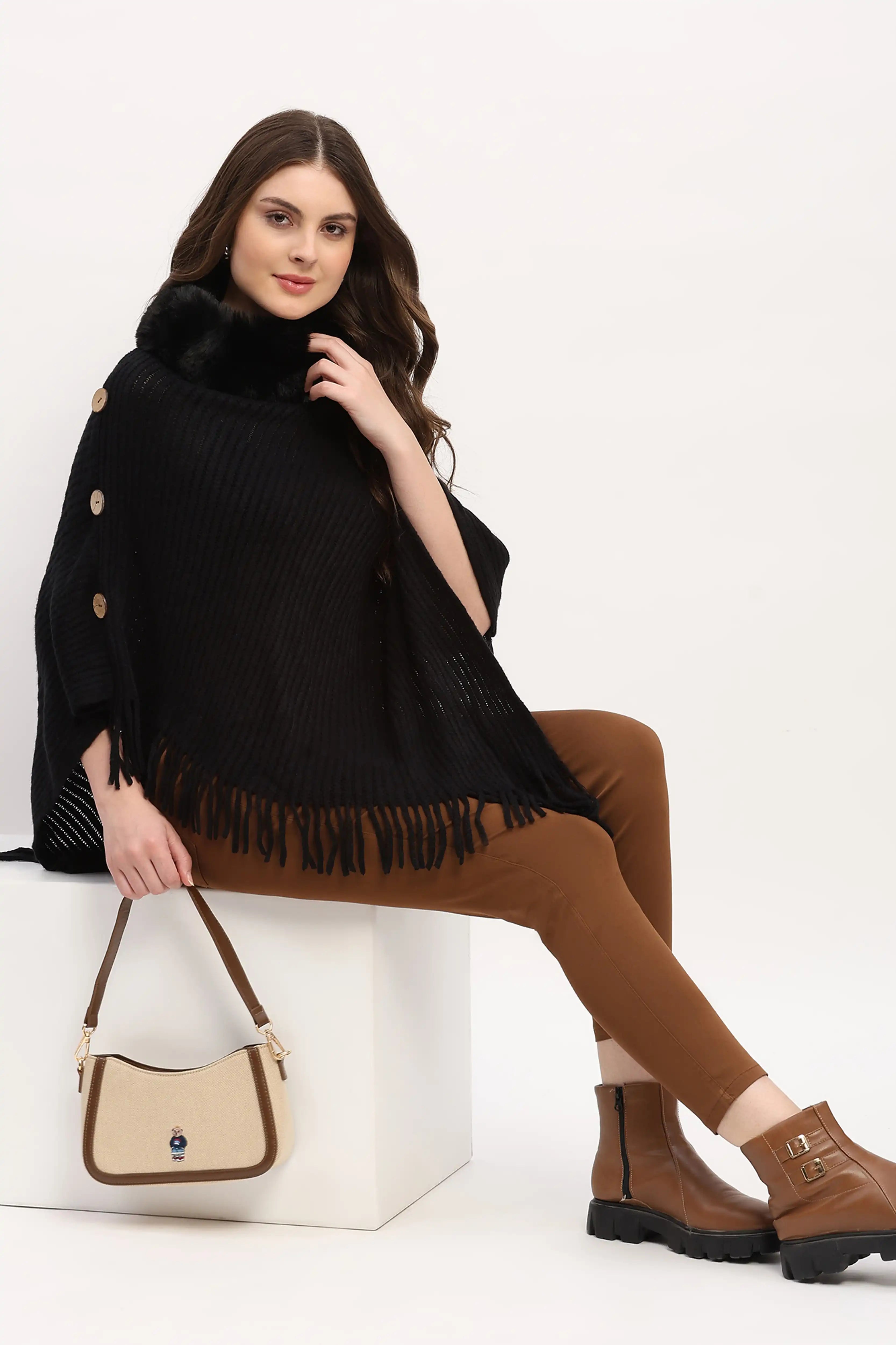 Black Winter Poncho