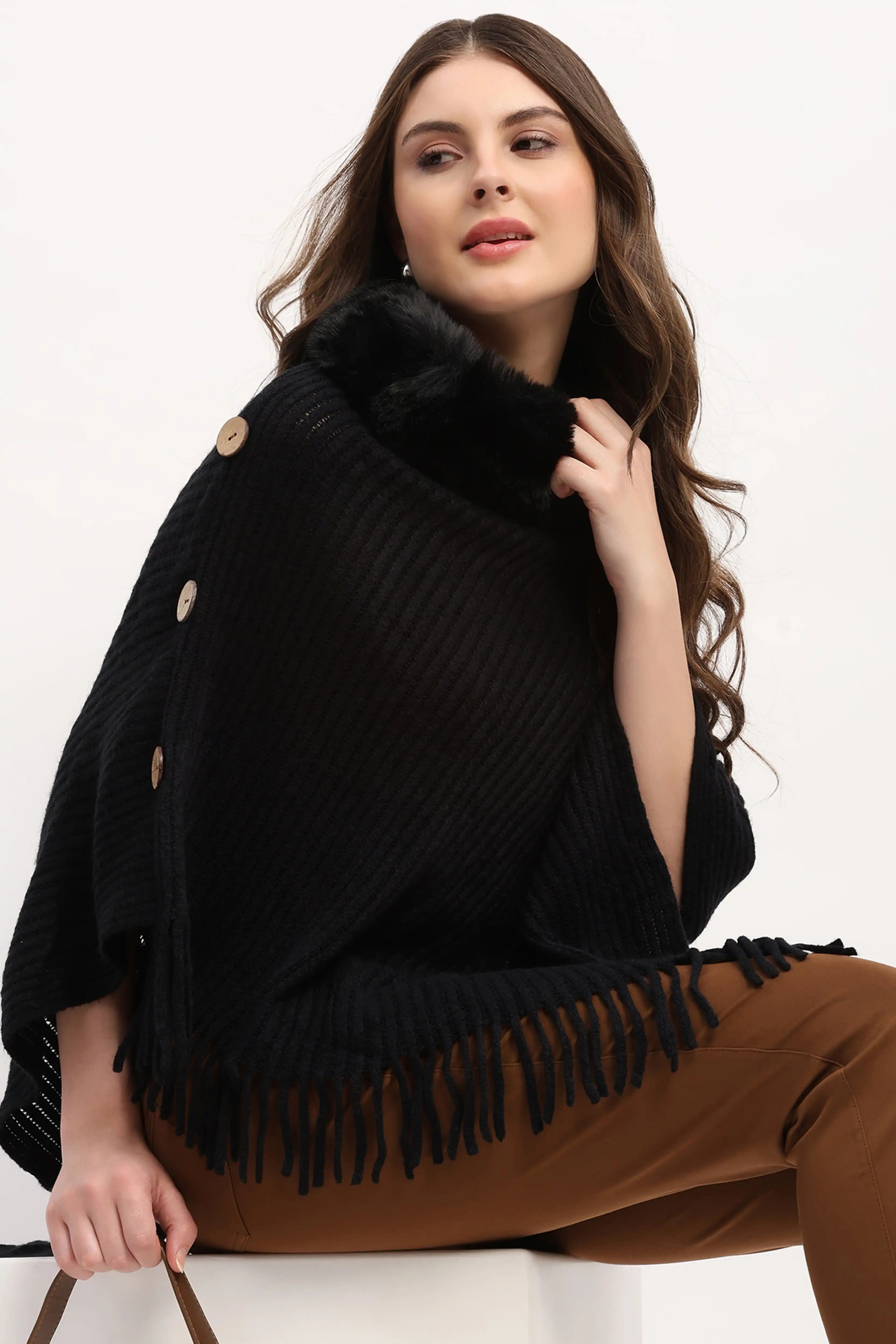 Black Winter Poncho