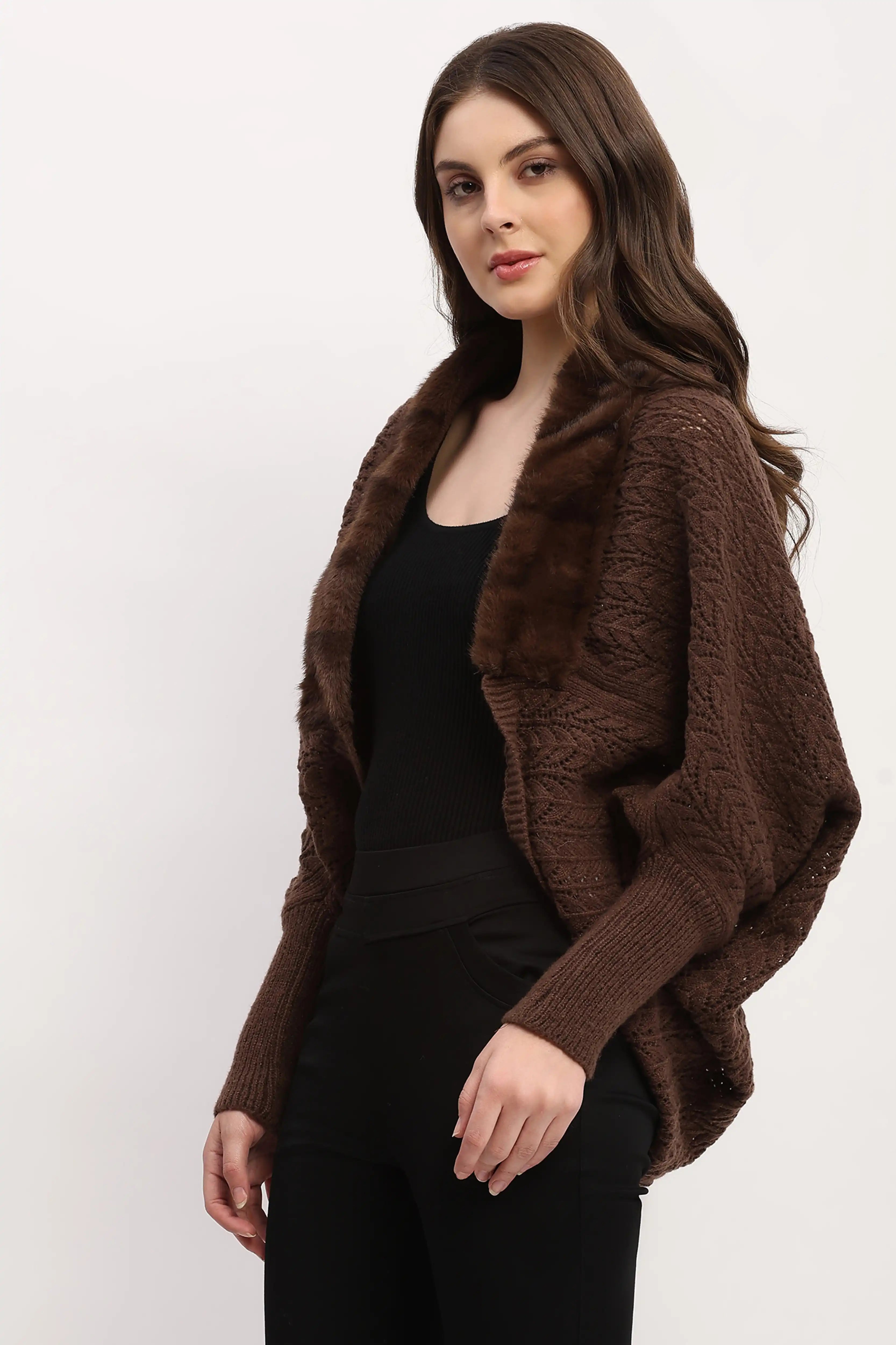 Brown Crochet Woven Winter
