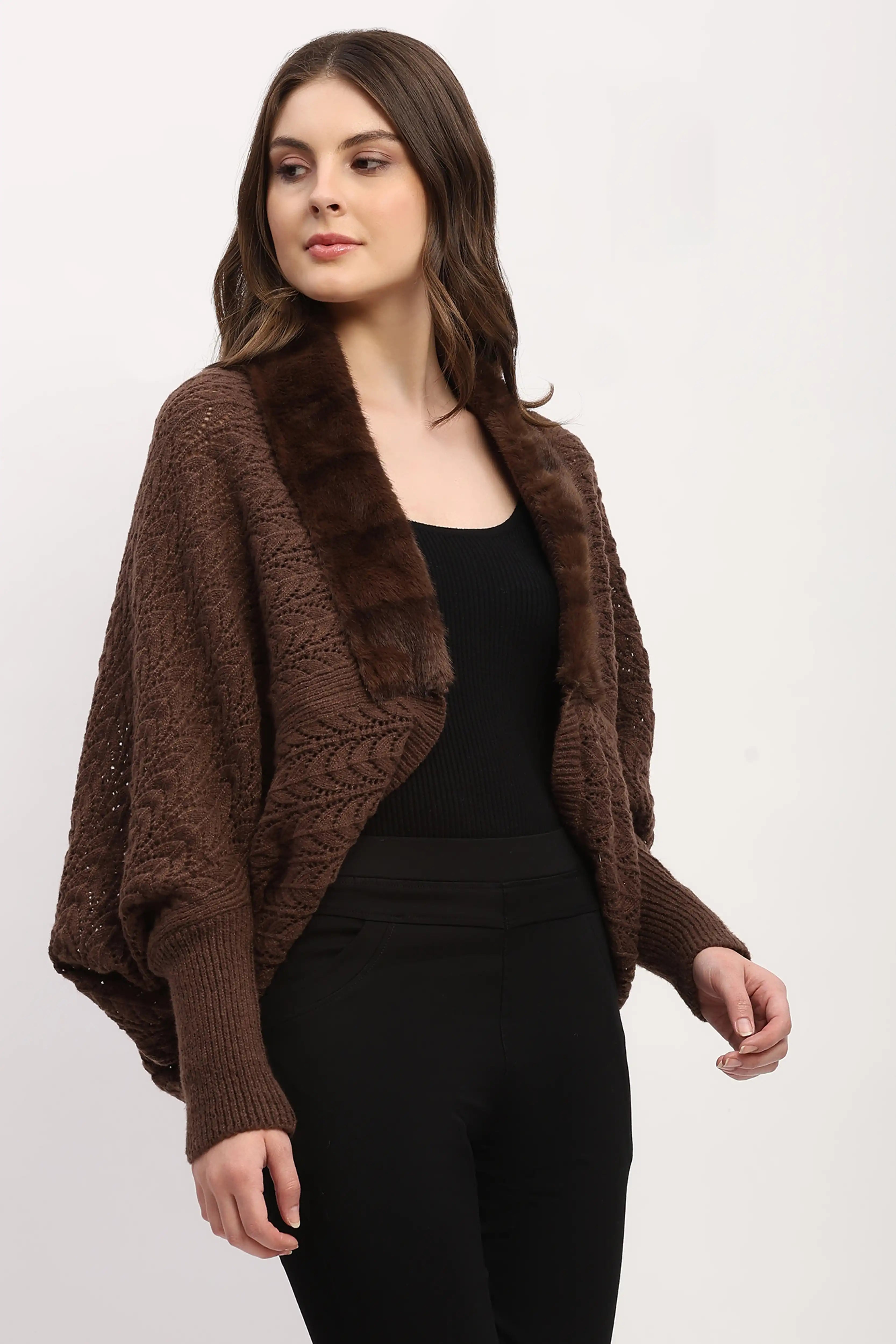 Brown Crochet Woven Winter