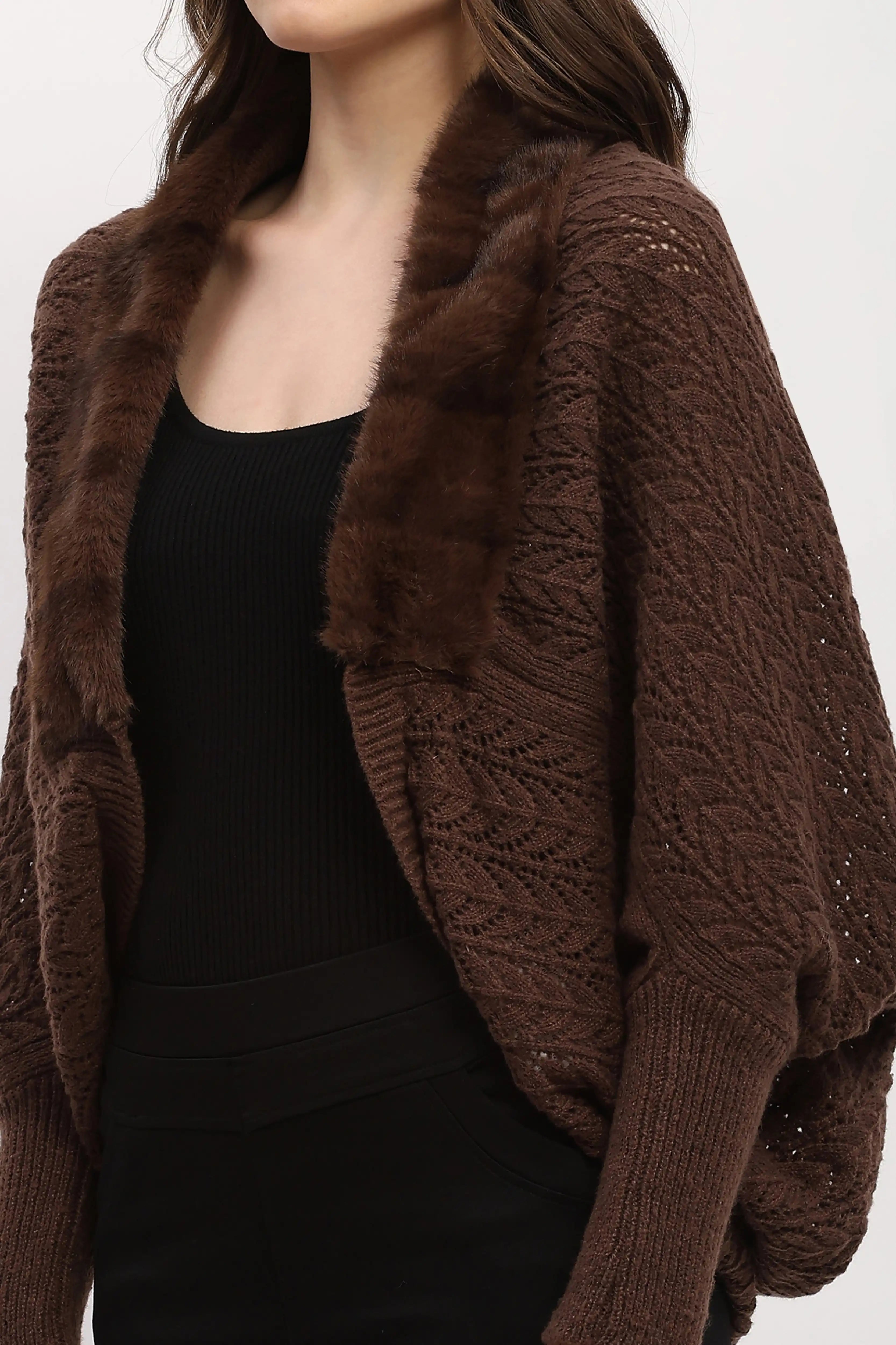 Brown Crochet Woven Winter