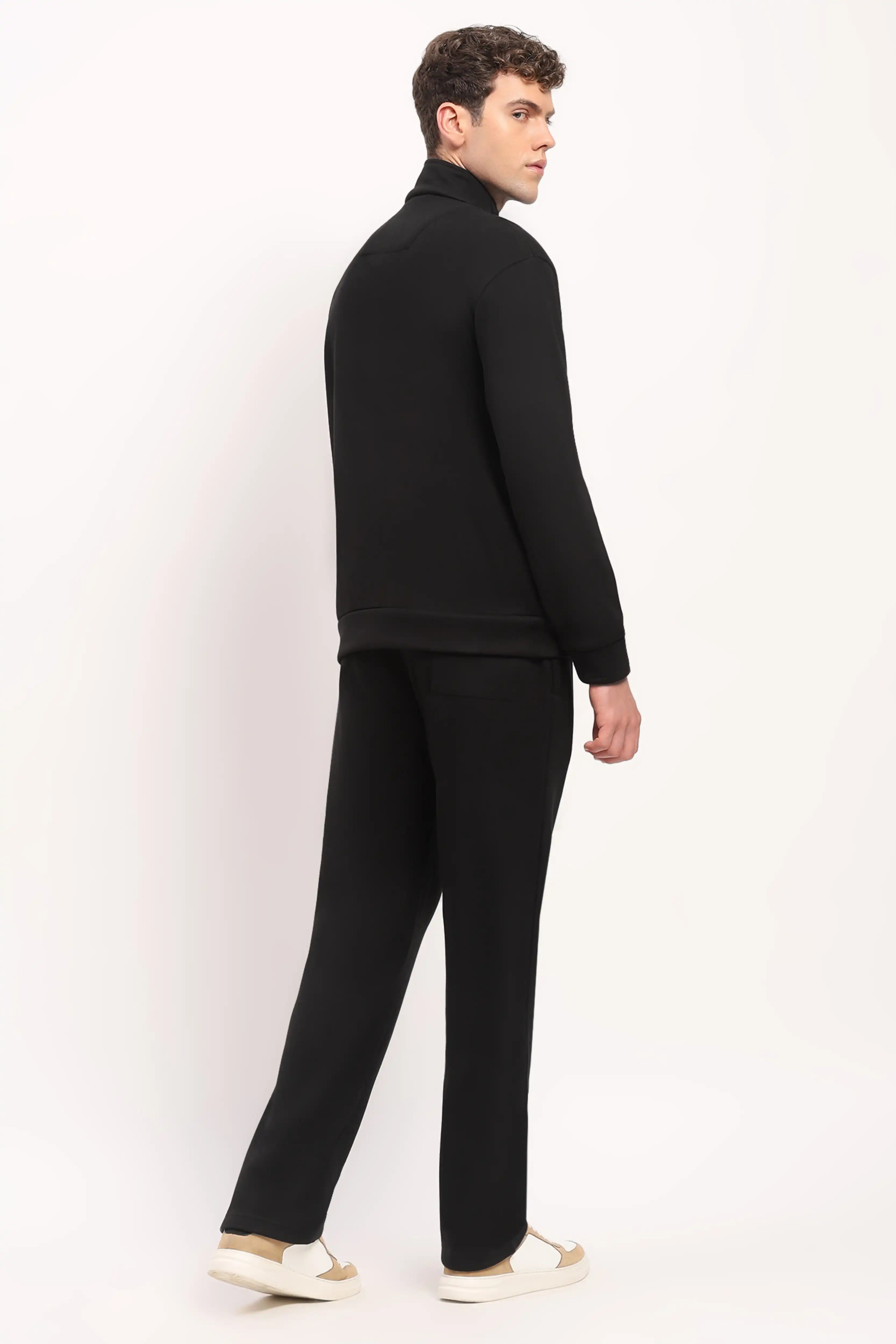 Velvet-Lined Black Zip Sweatshirt