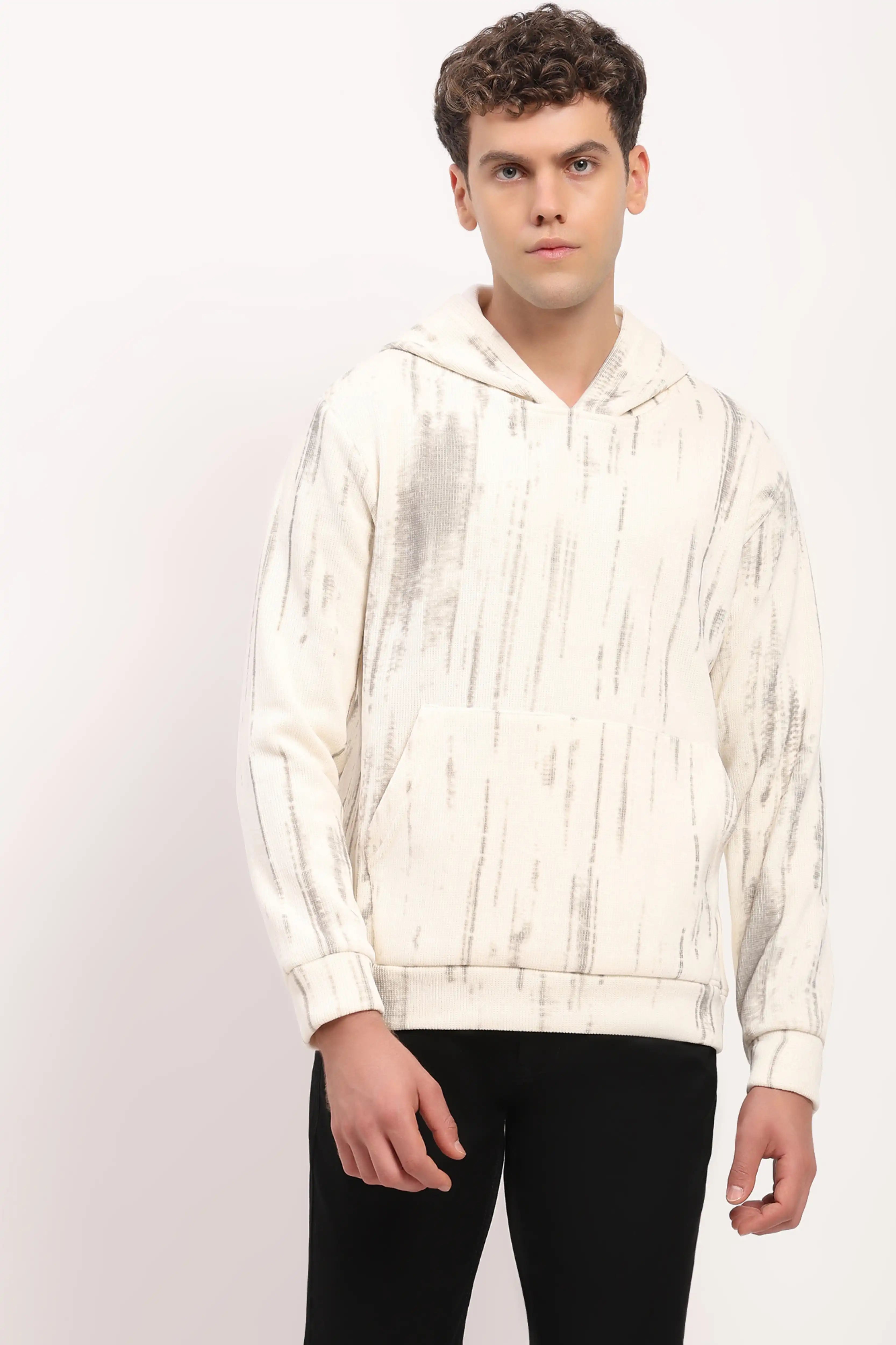 Velvet-Lined Marble Print Hoodie