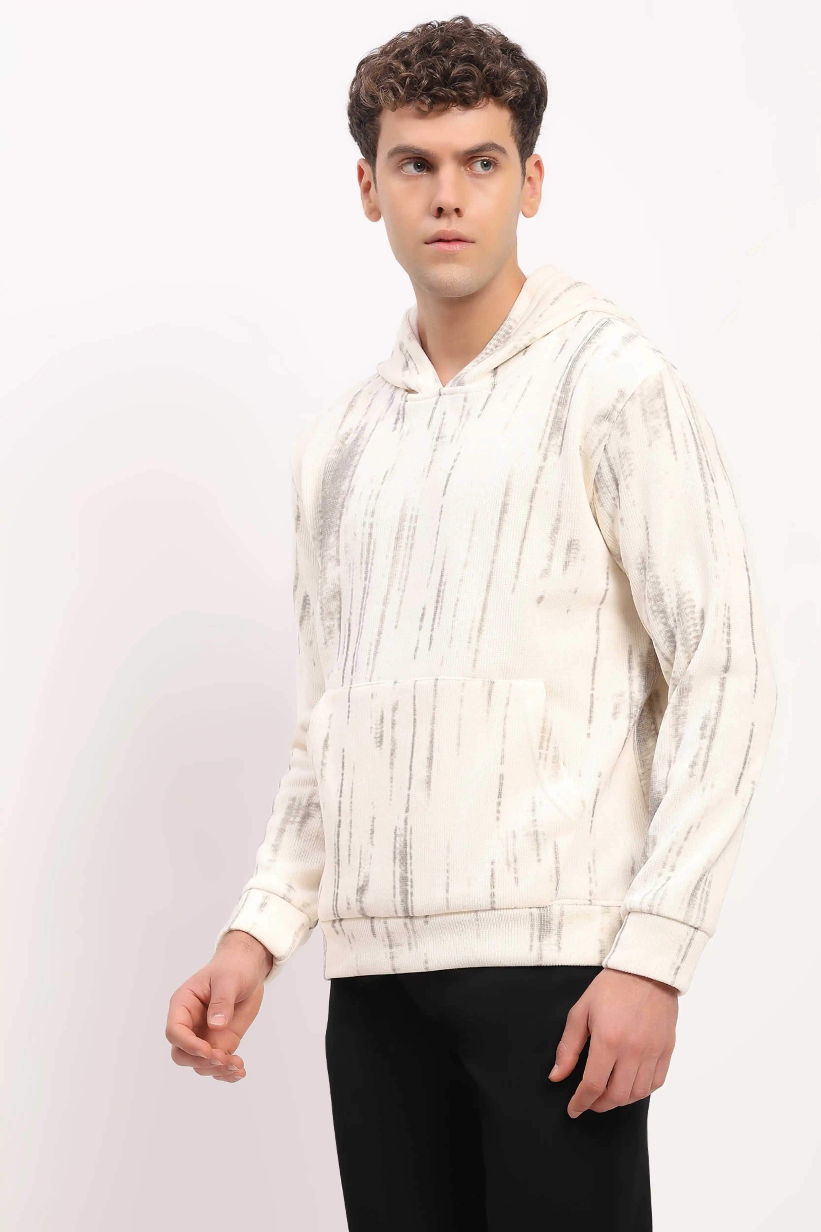 Velvet-Lined Marble Print Hoodie