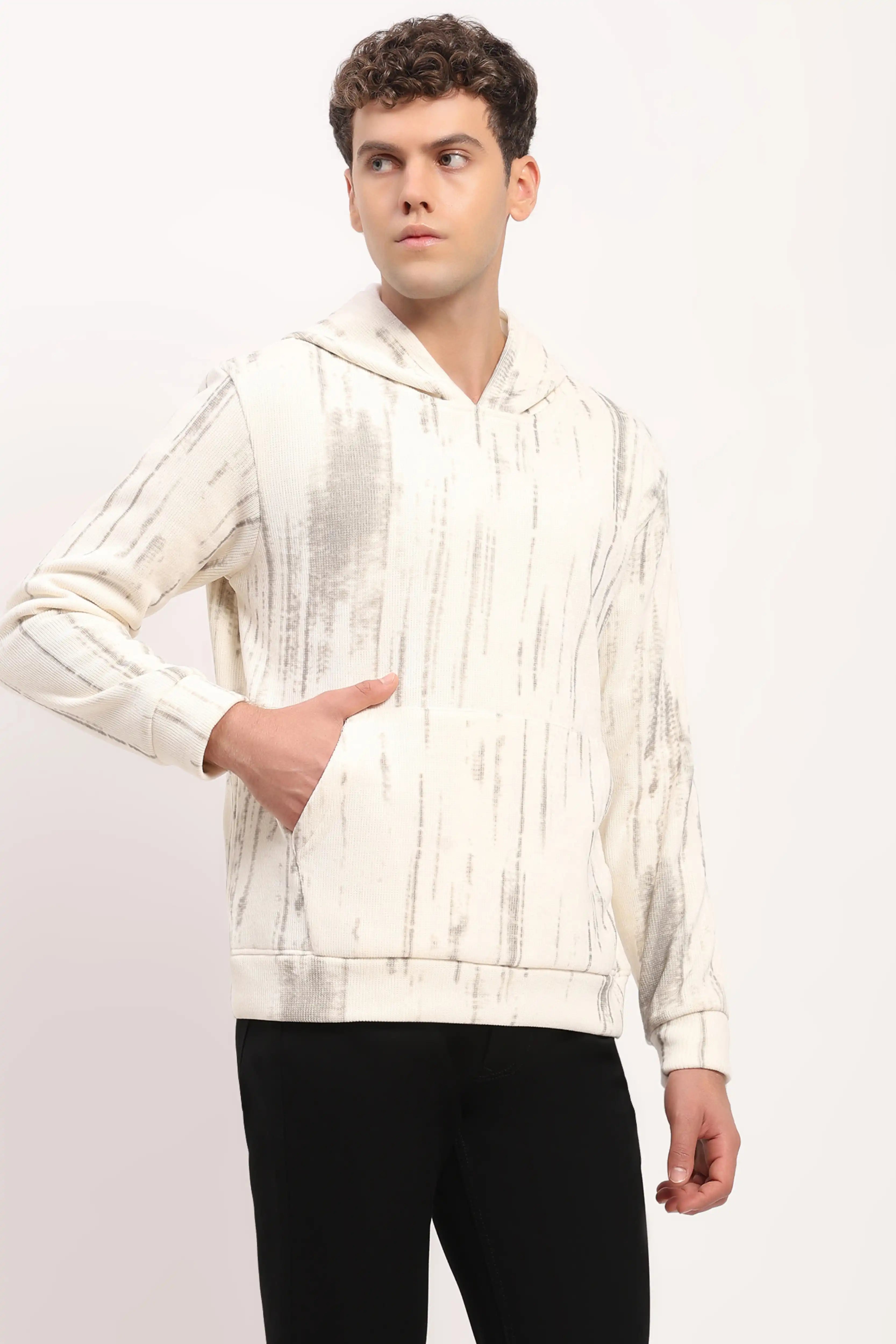 Velvet-Lined Marble Print Hoodie