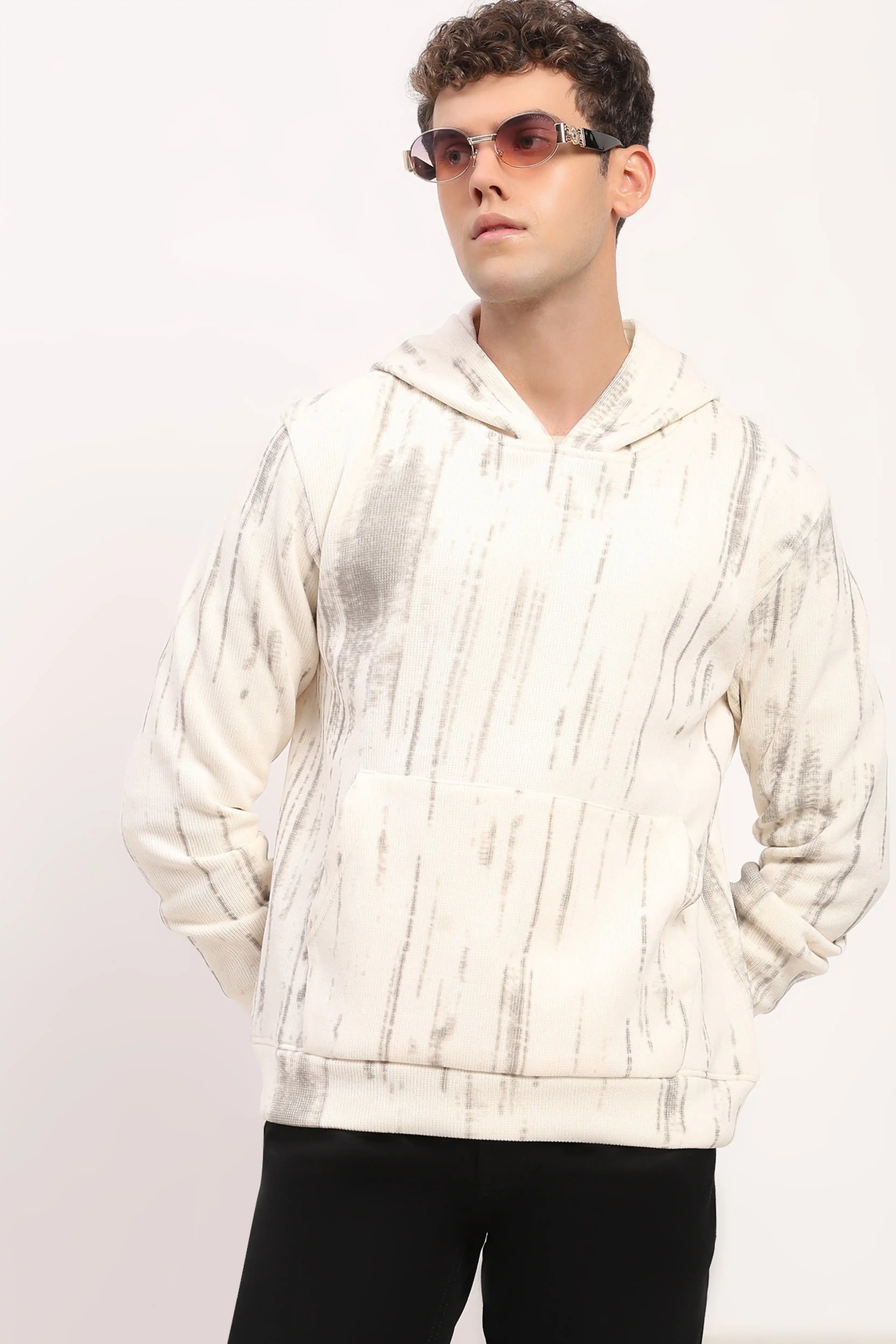 Velvet-Lined Marble Print Hoodie