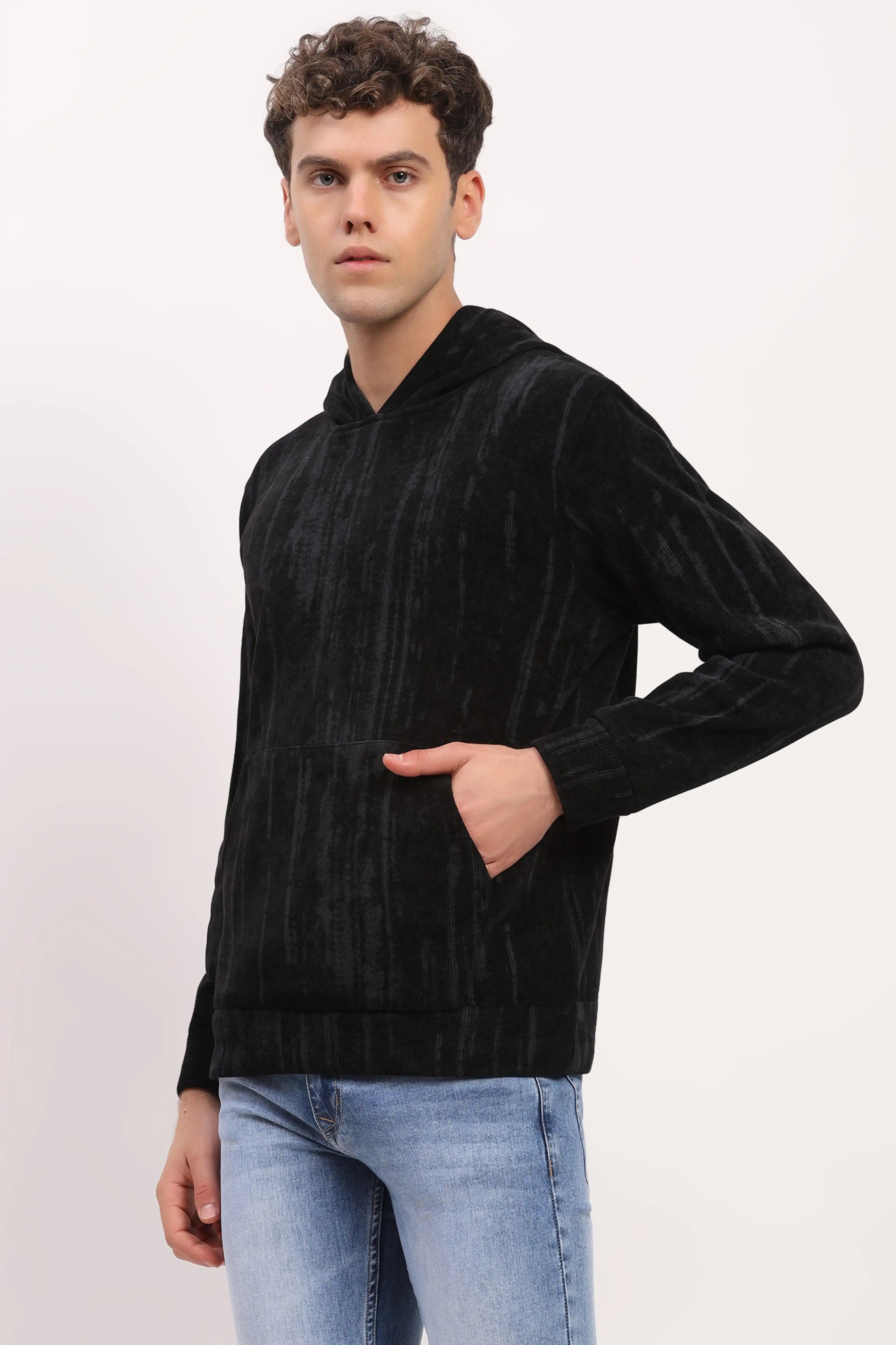 Velvet-Lined Marble Print Hoodie