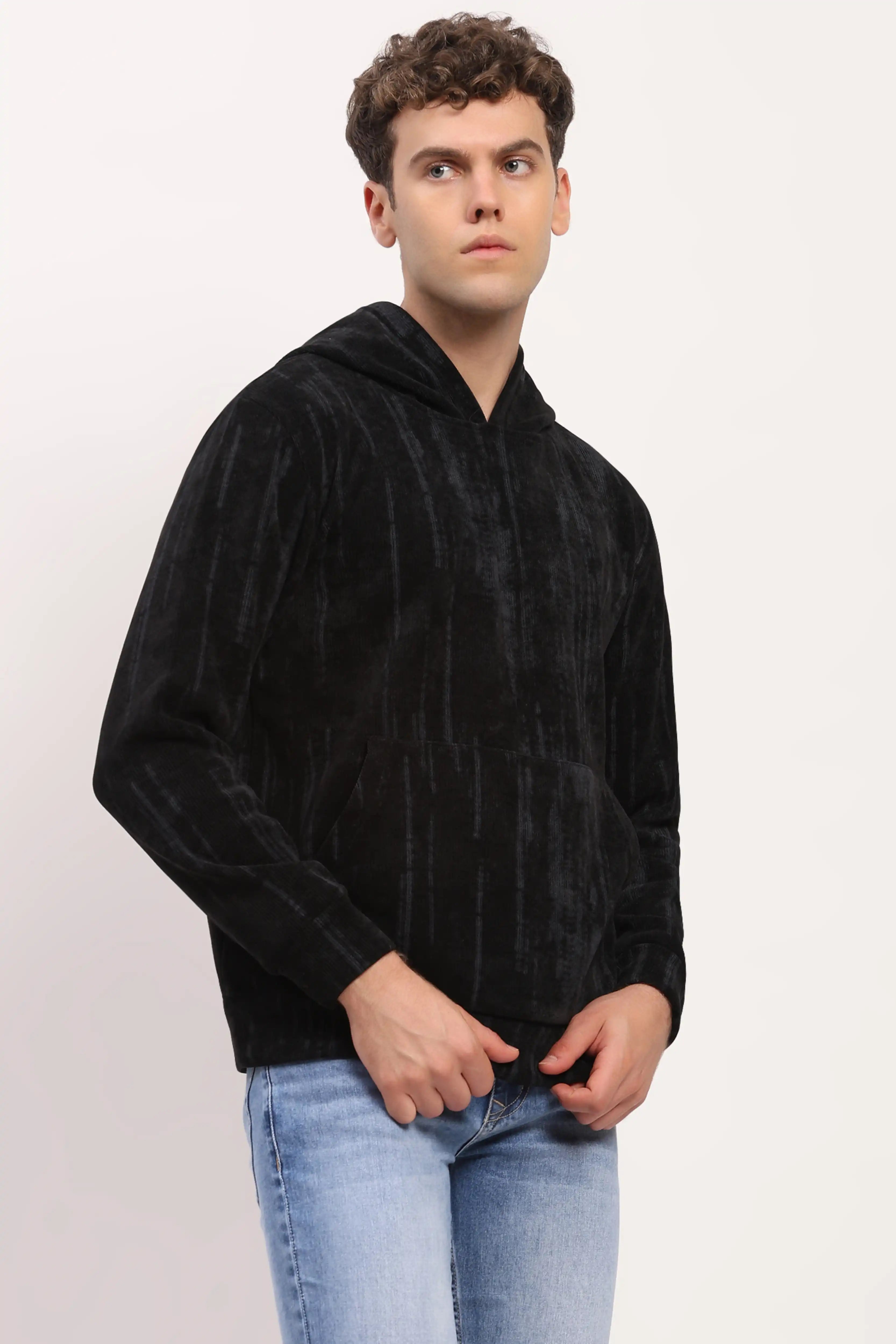 Velvet-Lined Marble Print Hoodie