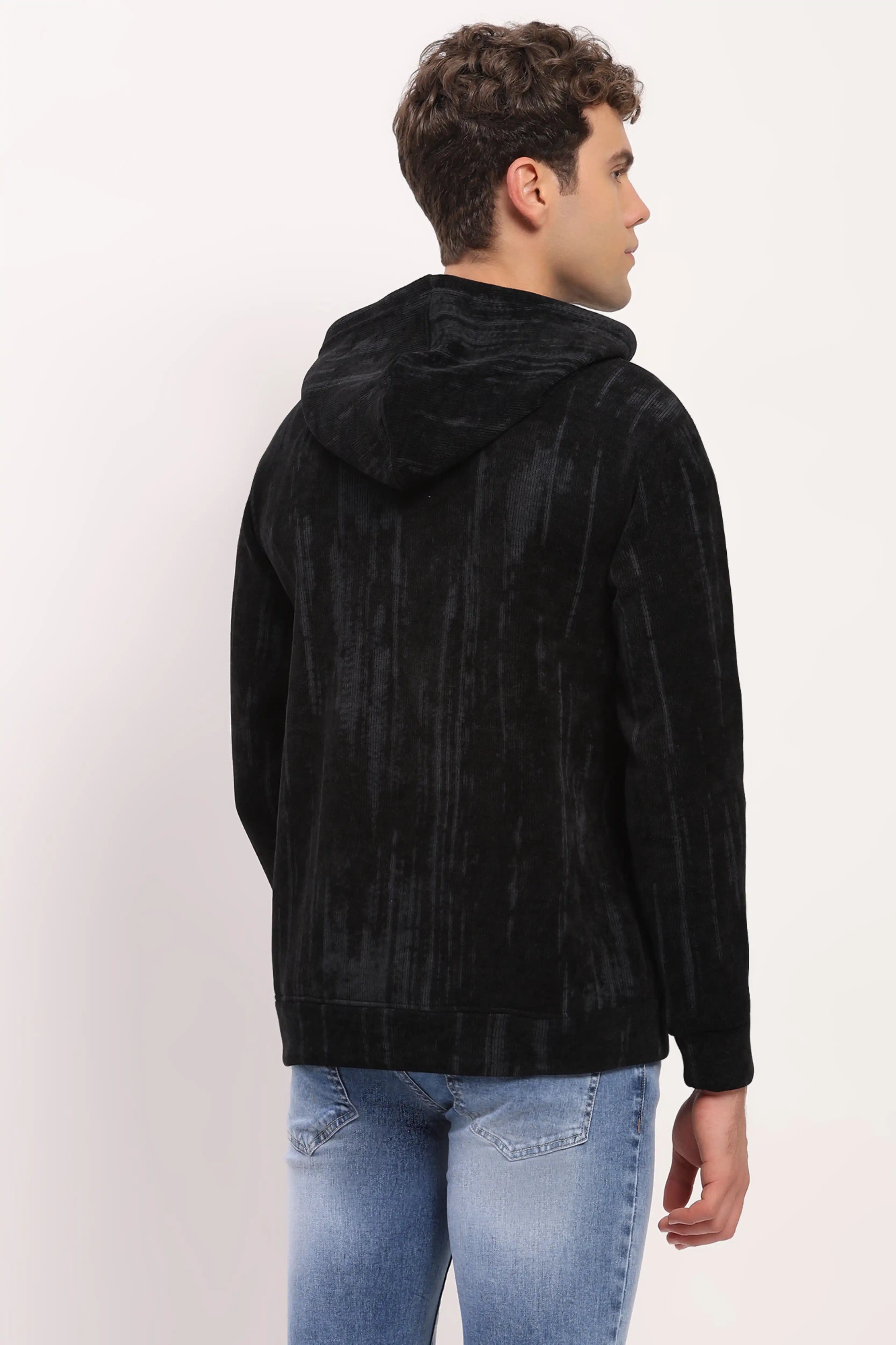 Velvet-Lined Marble Print Hoodie