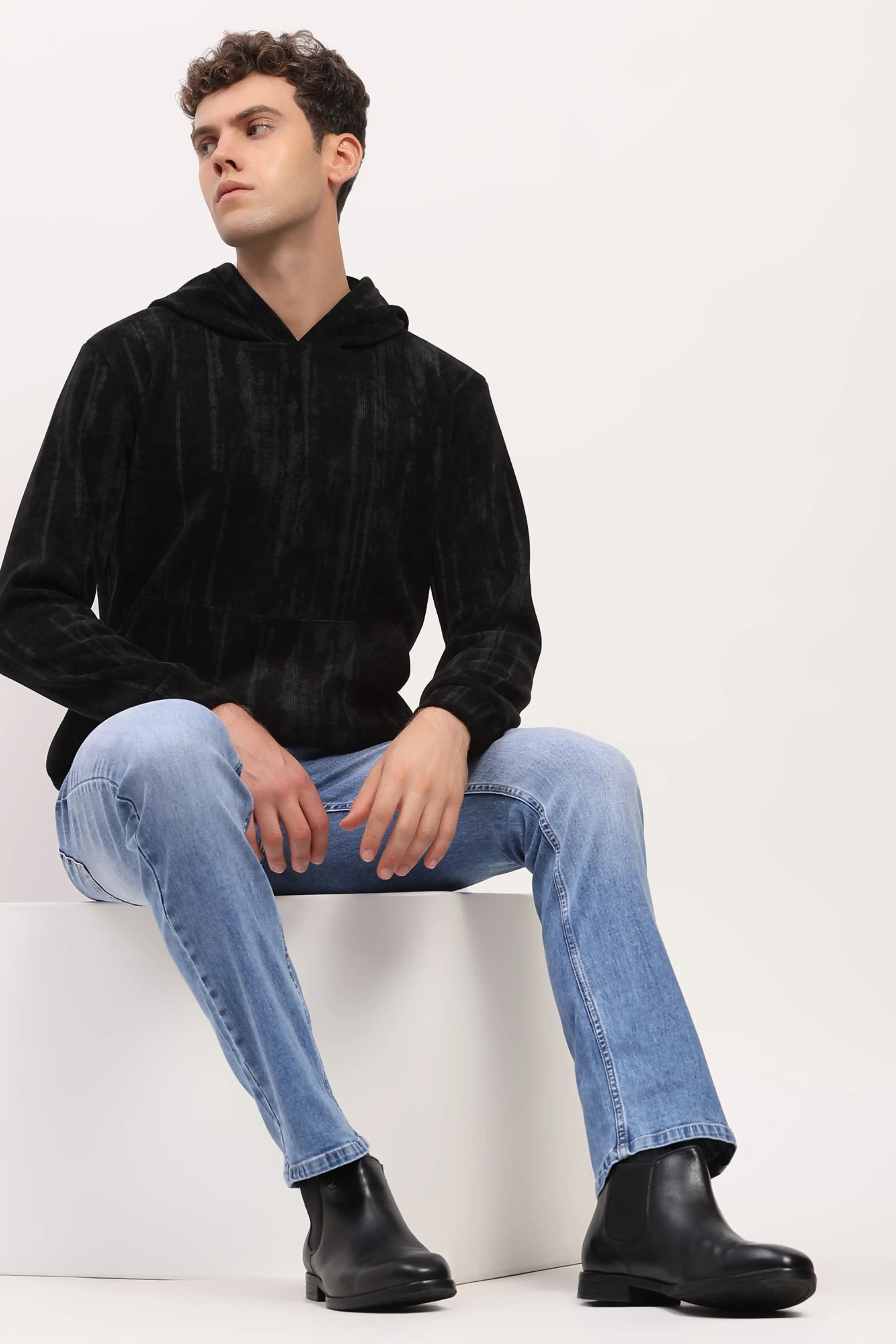 Velvet-Lined Marble Print Hoodie