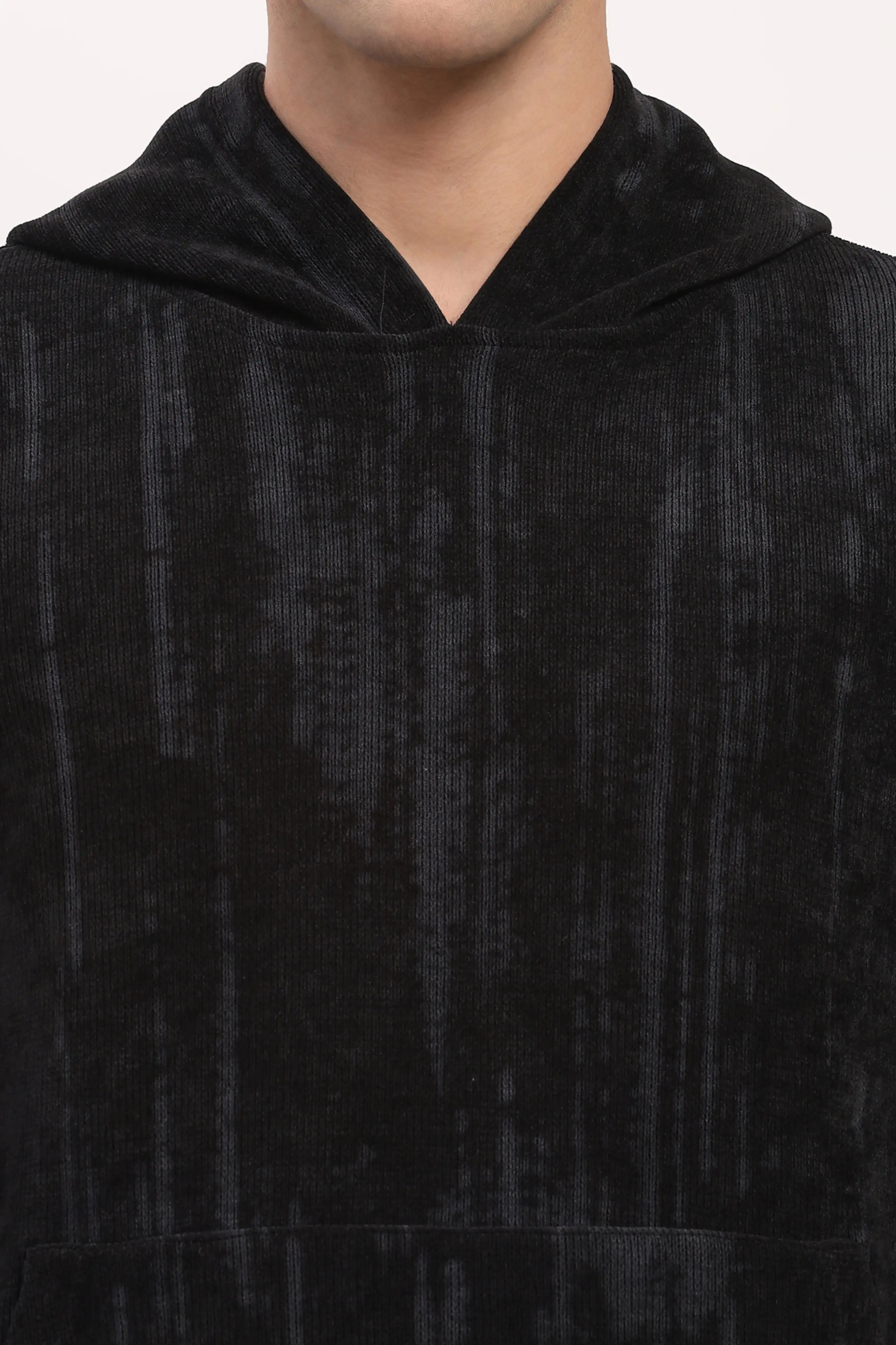 Velvet-Lined Marble Print Hoodie