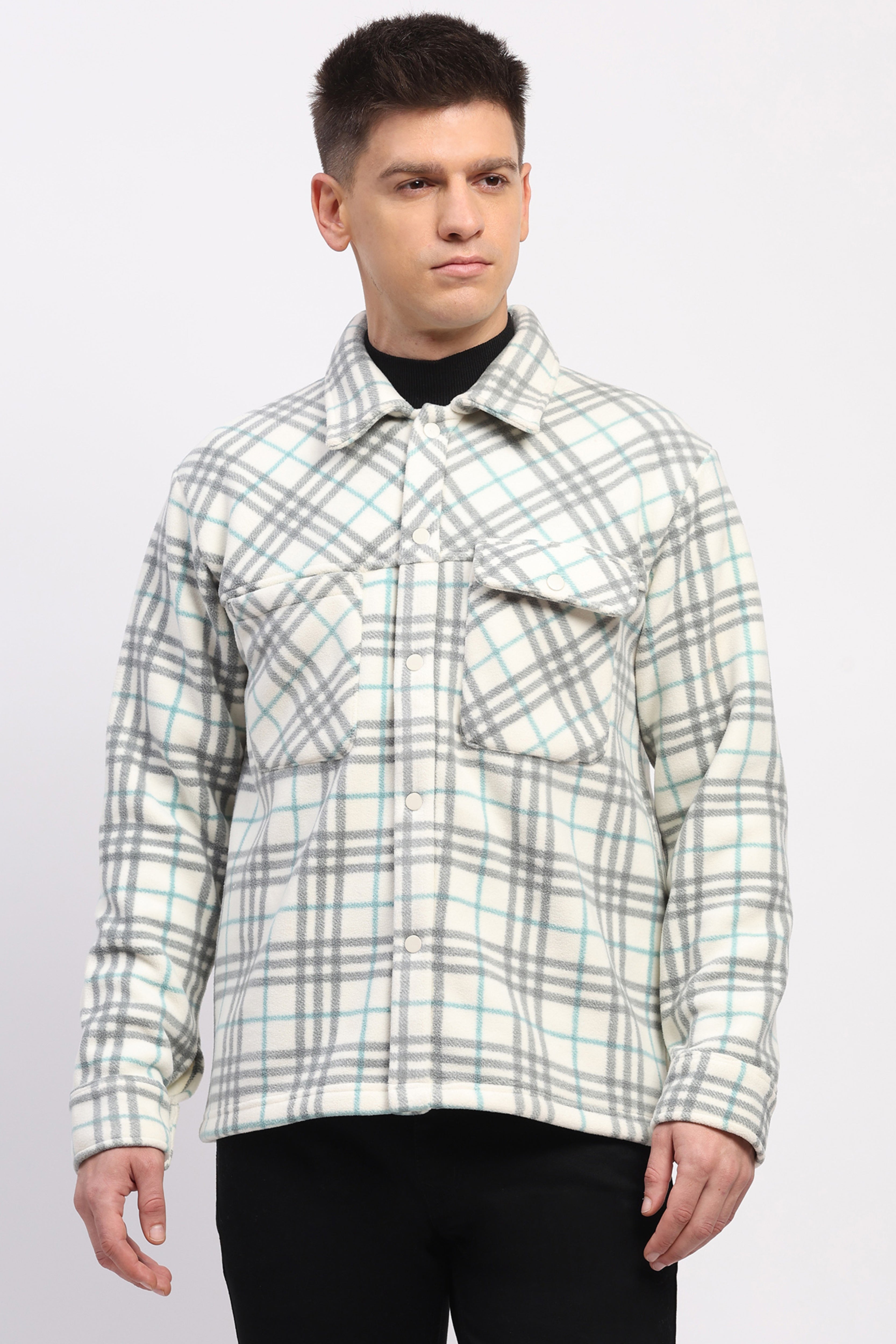 Grey Check Winter Shacket